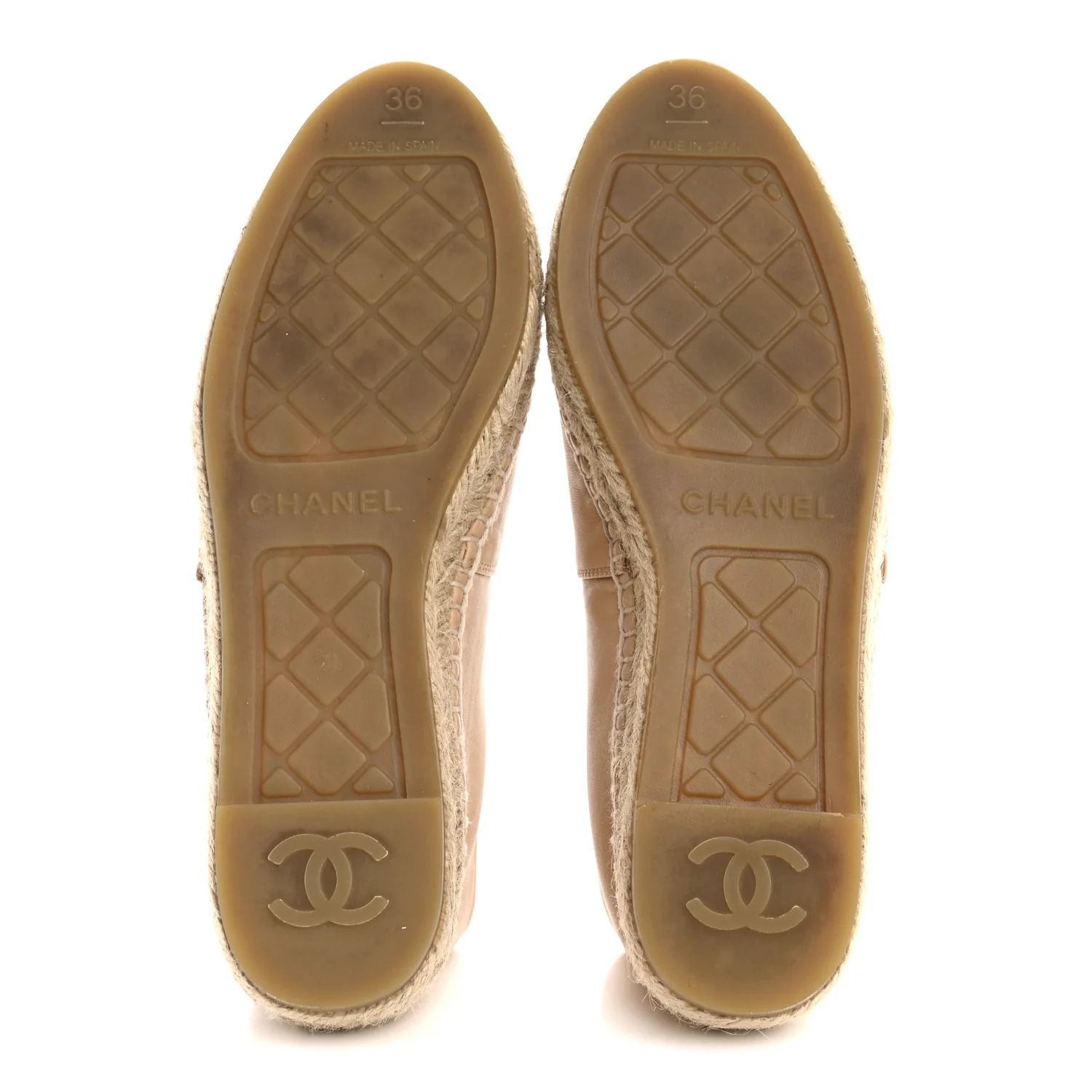 Lambskin CC Espadrilles 36 Beige Black - Image 6