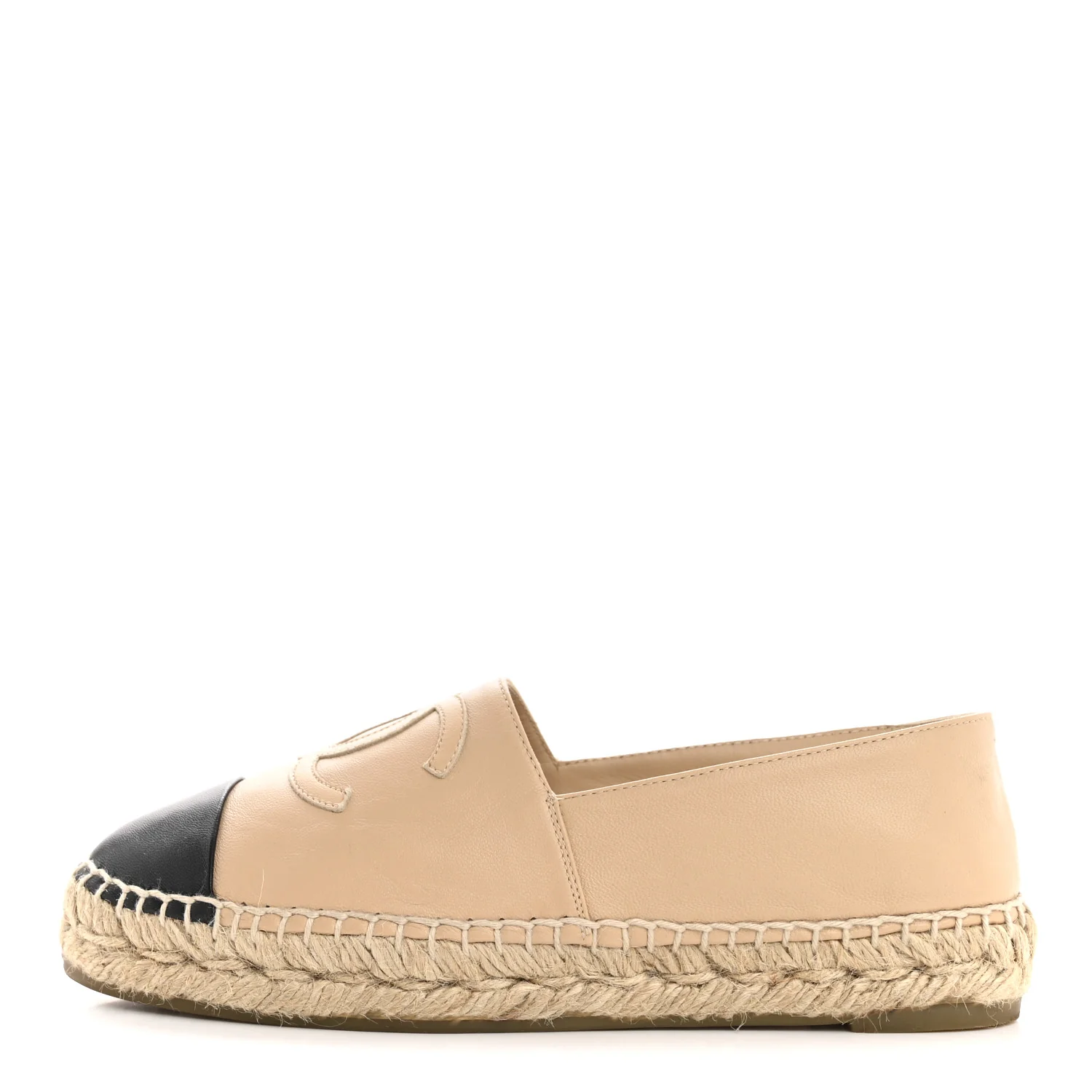 Lambskin CC Espadrilles 36 Beige Black