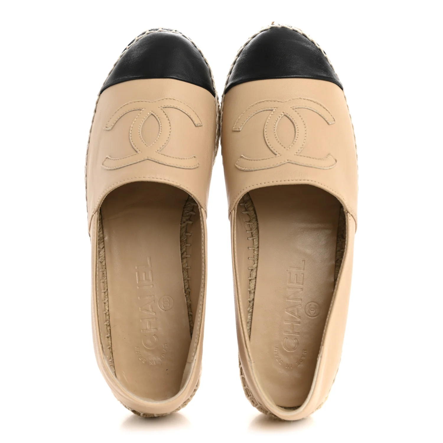 Lambskin CC Espadrilles 36 Beige Black - Image 2