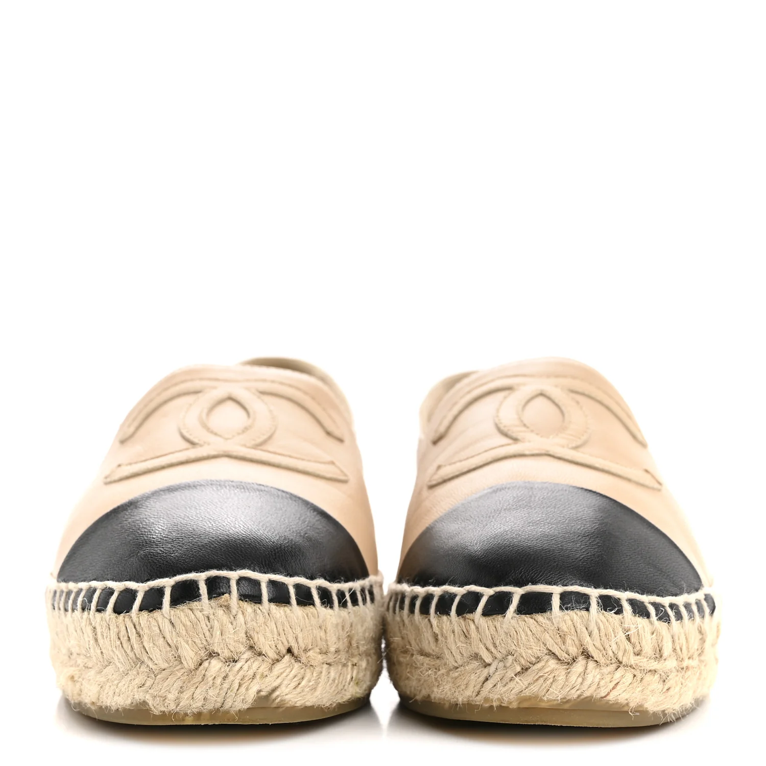 Lambskin CC Espadrilles 36 Beige Black - Image 3