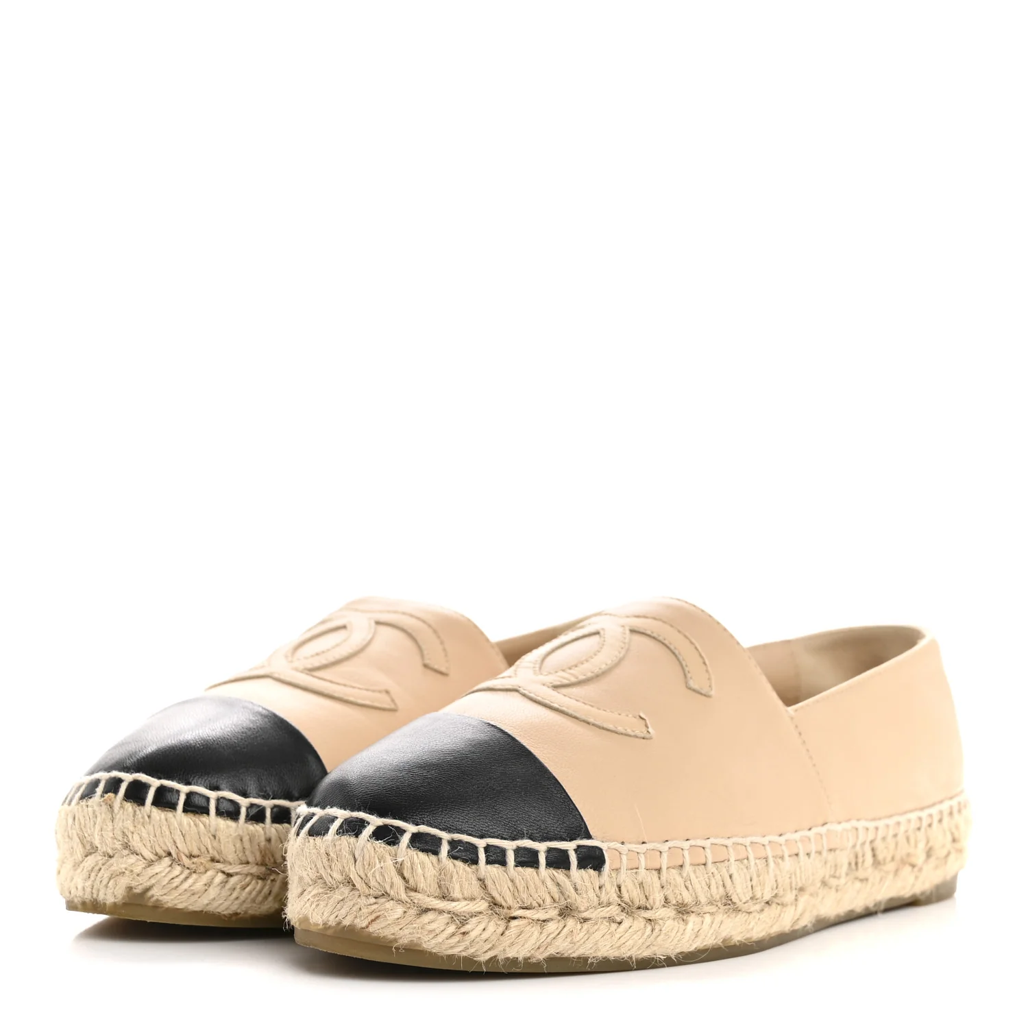 Lambskin CC Espadrilles 36 Beige Black - Image 4