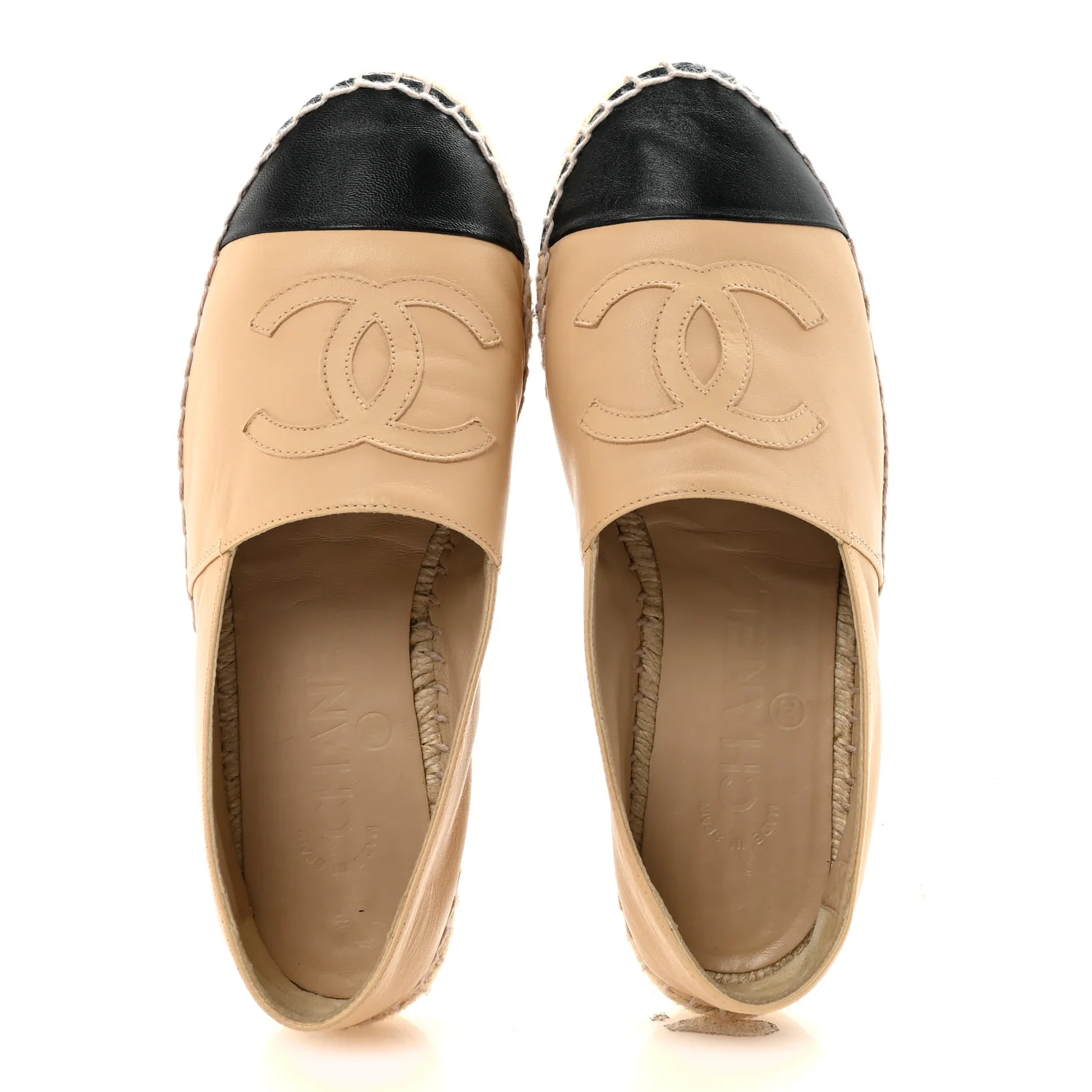Lambskin CC Espadrilles 36 Beige Black - Image 2