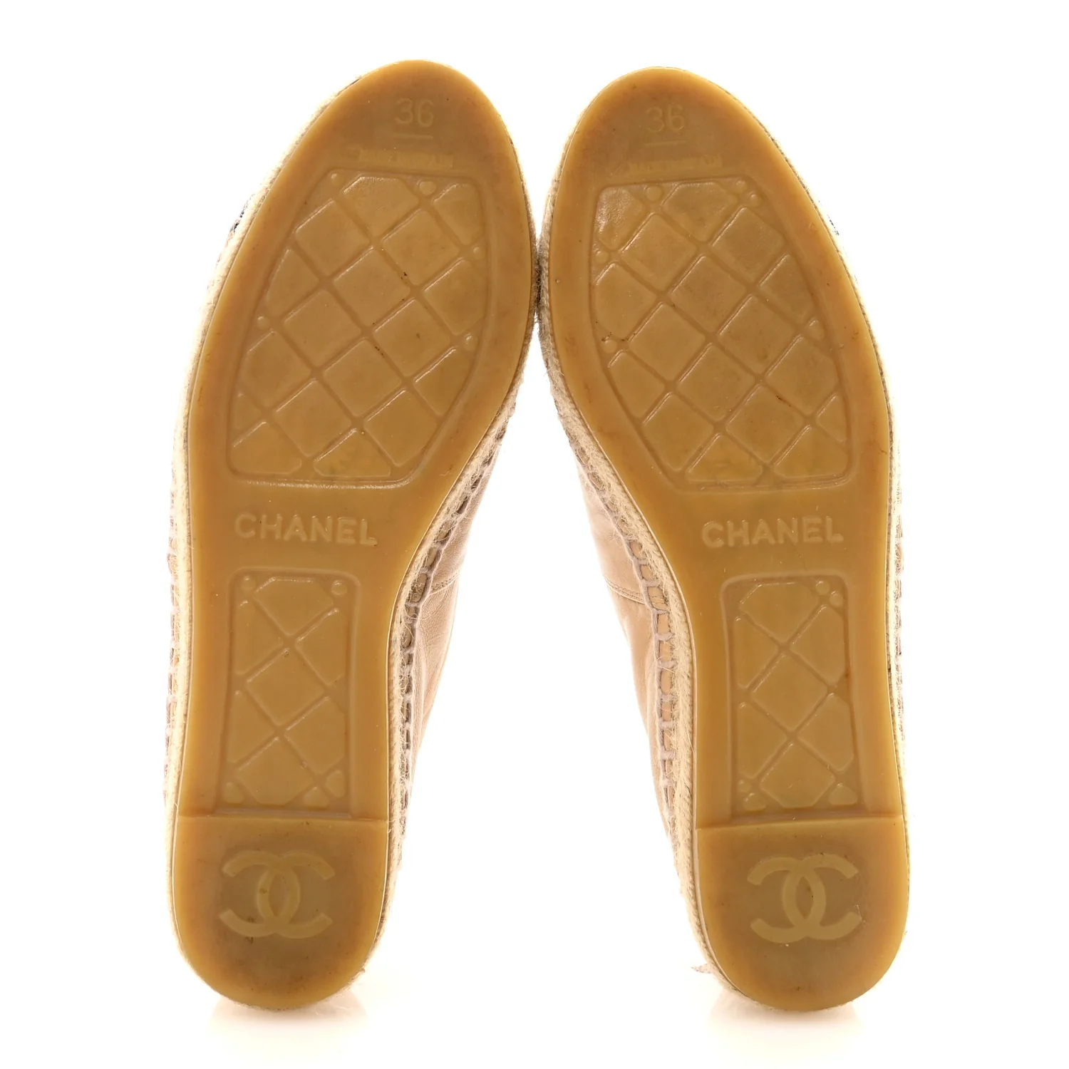 Lambskin CC Espadrilles 36 Beige Black - Image 6