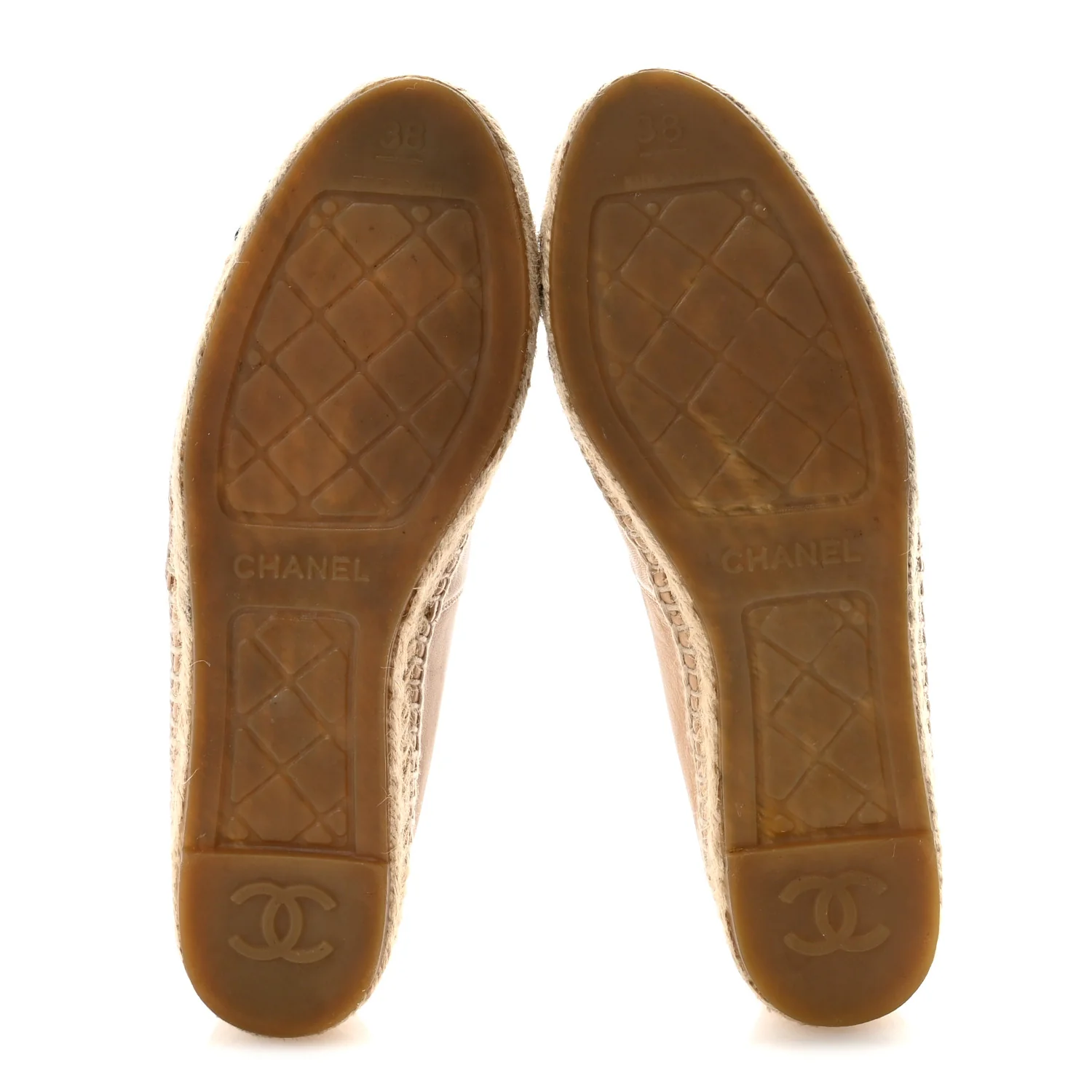 Lambskin CC Espadrilles 38 Beige Black - Image 11