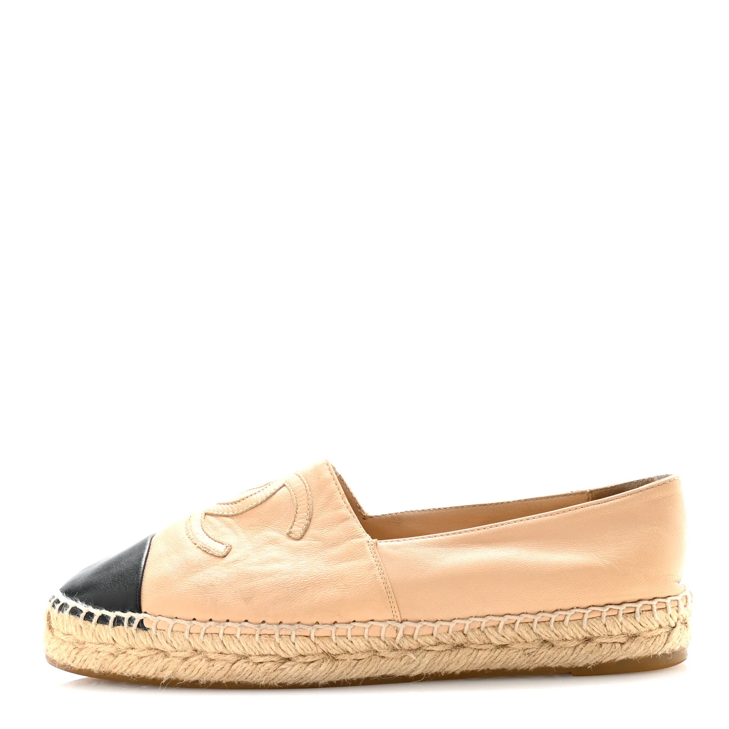 Lambskin CC Espadrilles 38 Beige Black - Image 2