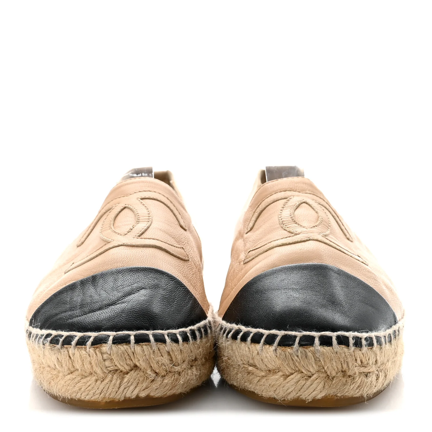 Lambskin CC Espadrilles 38 Beige Black - Image 5