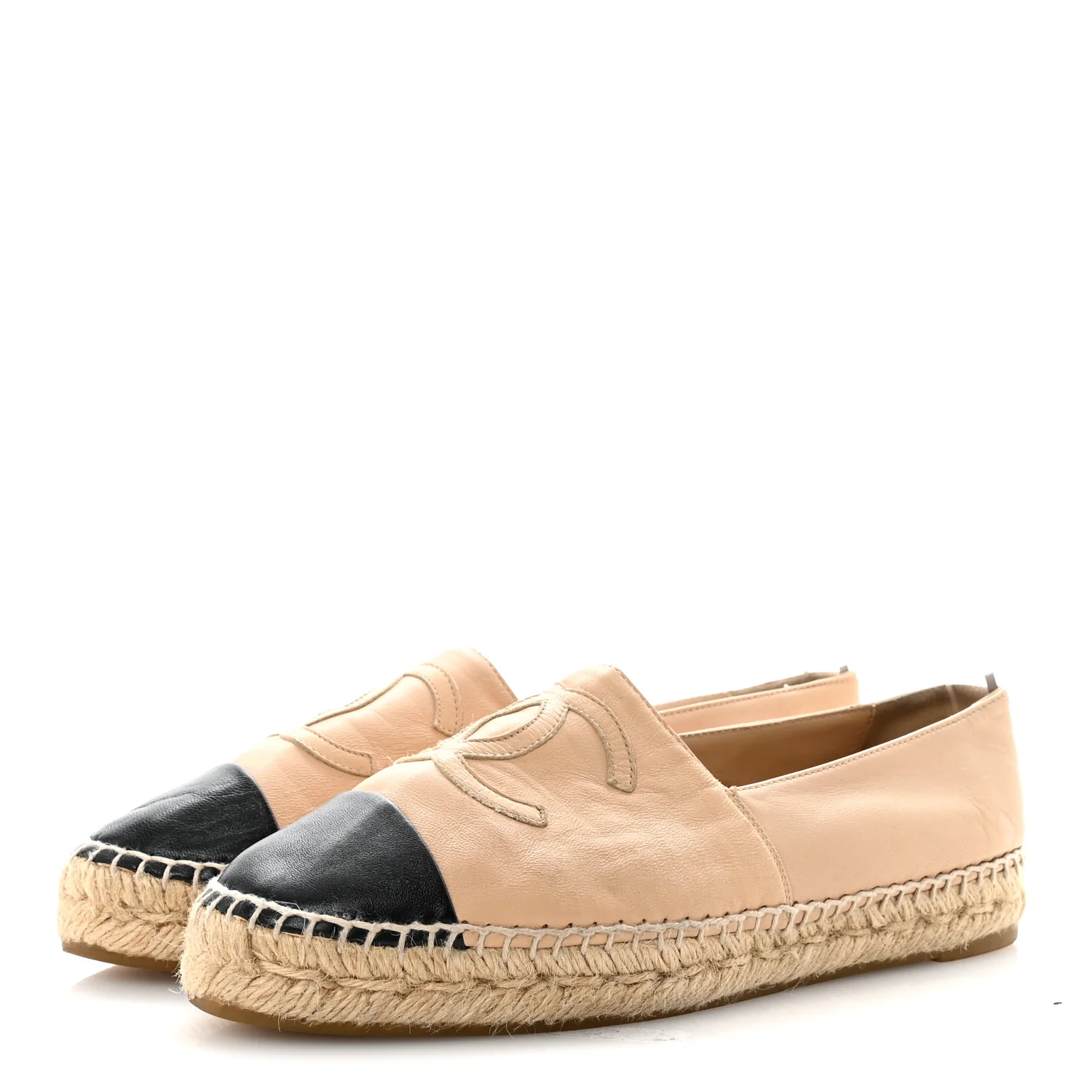 Lambskin CC Espadrilles 38 Beige Black - Image 8