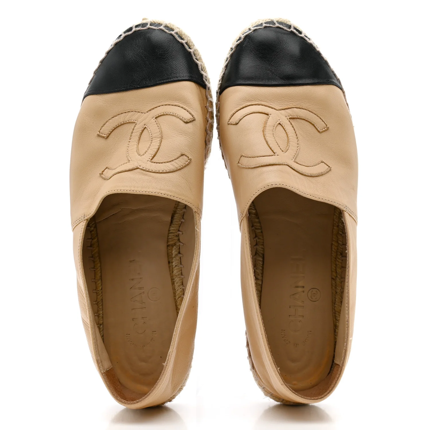 Lambskin CC Espadrilles 39 Beige Black - Image 2