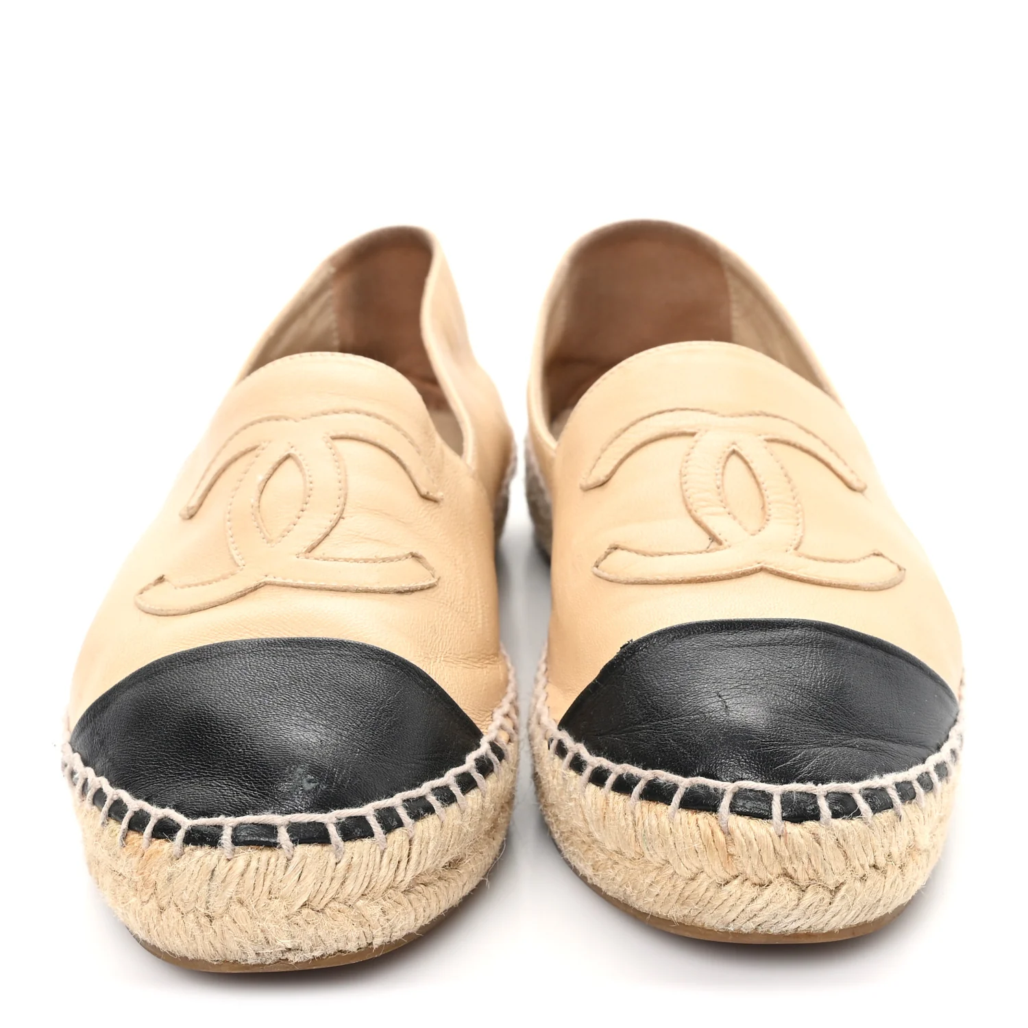 Lambskin CC Espadrilles 39 Beige Black - Image 3