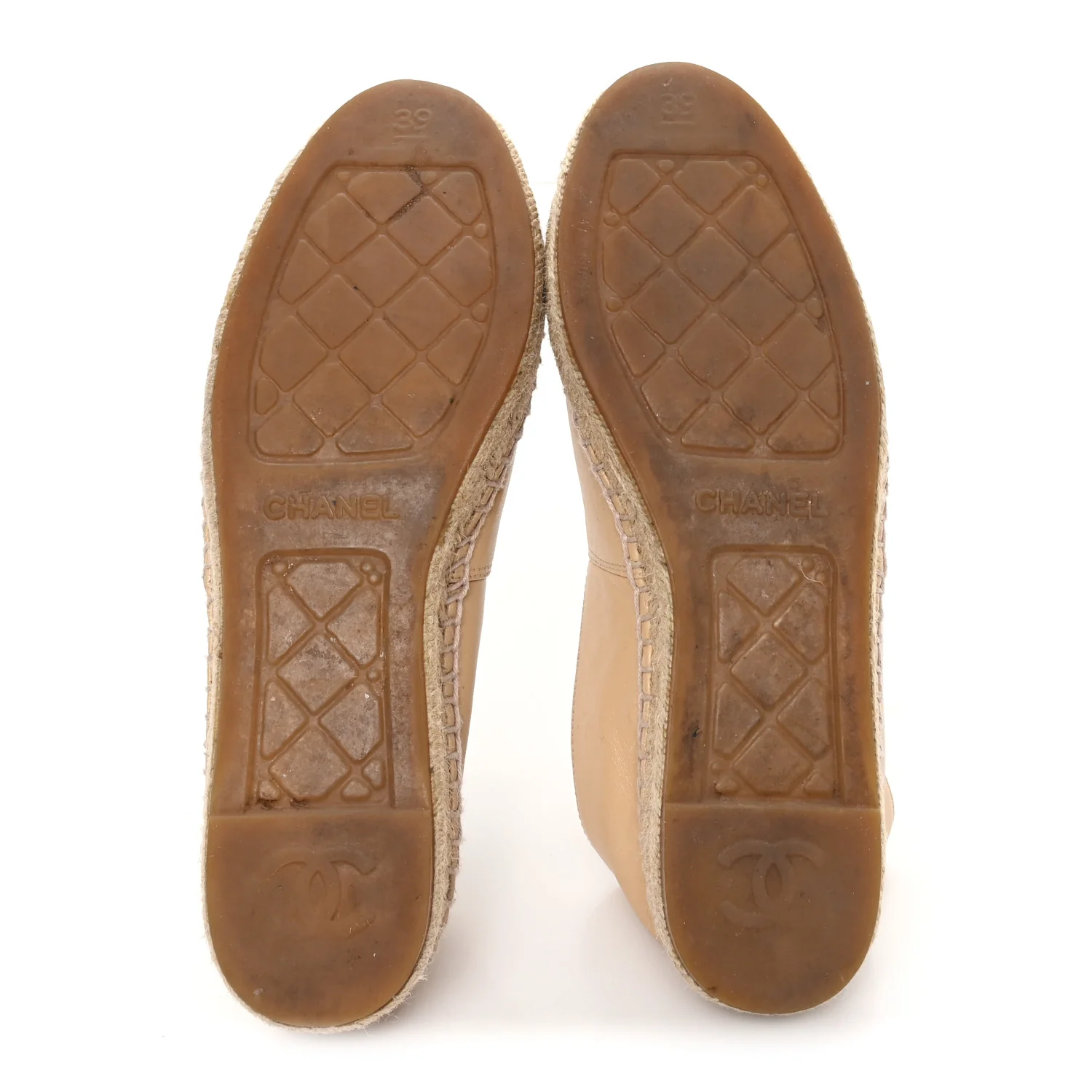 Lambskin CC Espadrilles 39 Beige Black - Image 6