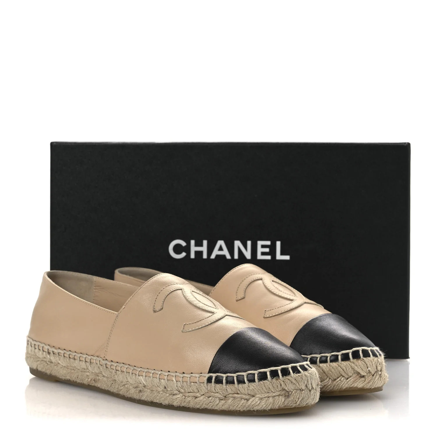 Lambskin CC Espadrilles 39 Beige Black - Image 15