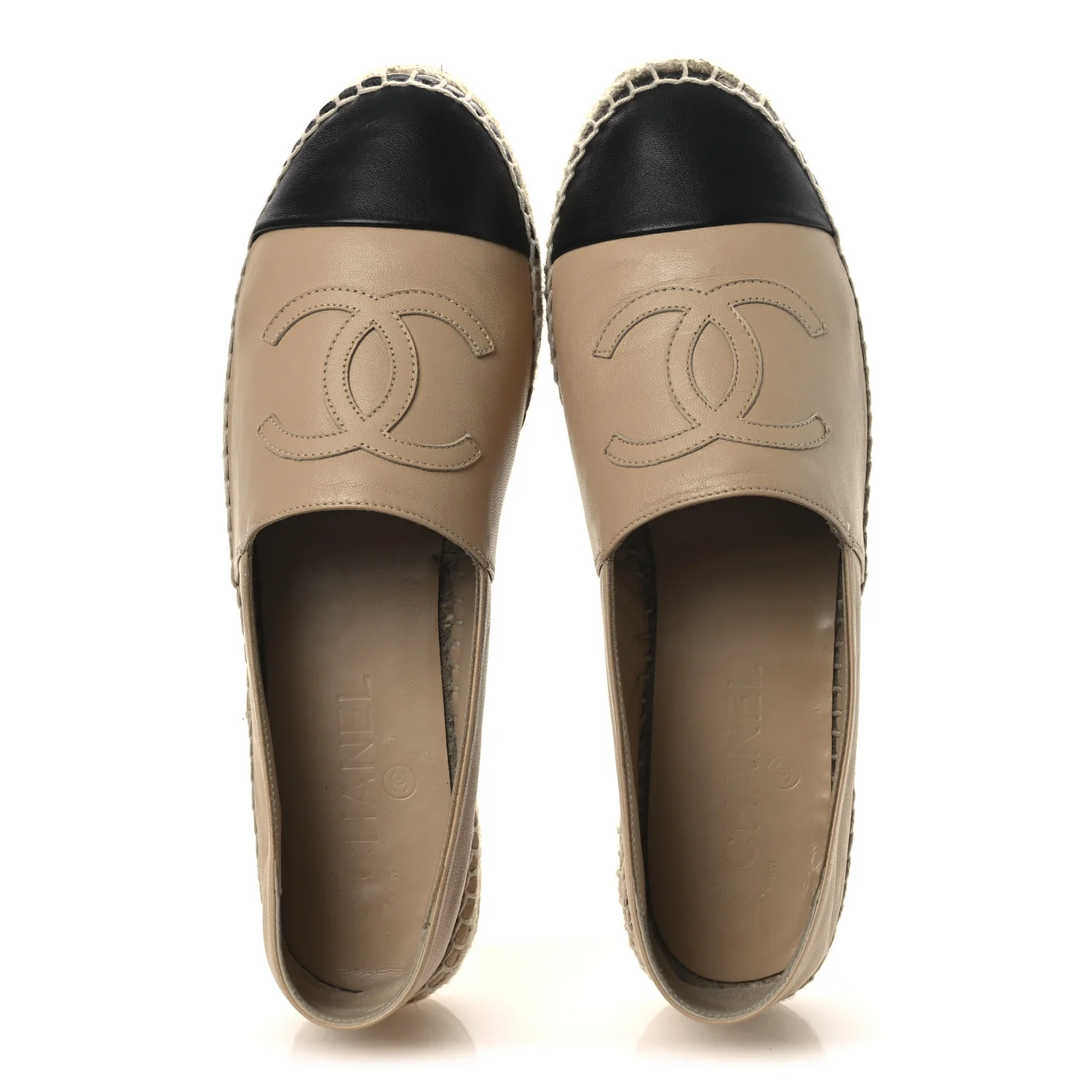 Lambskin CC Espadrilles 39 Beige Black - Image 2