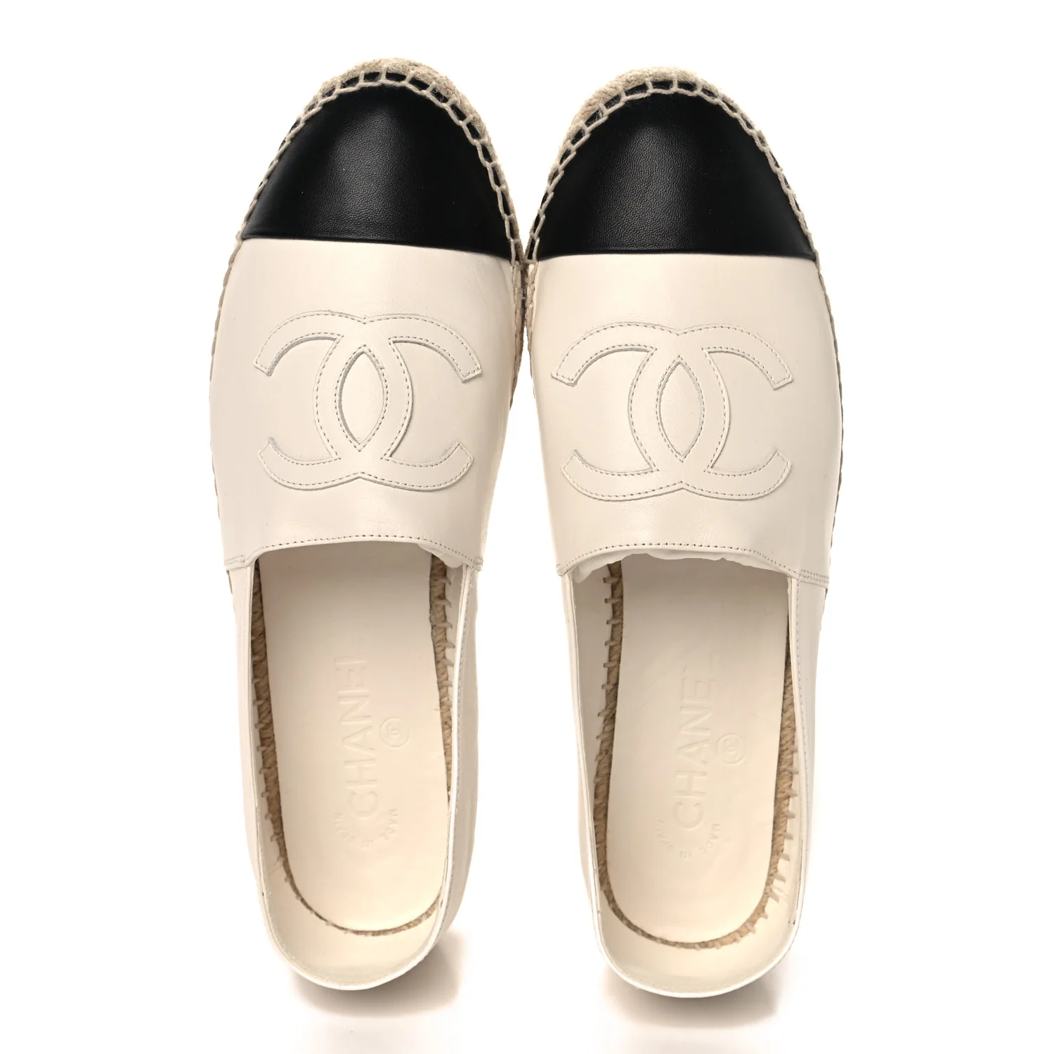 Lambskin CC Espadrilles 40 White Black - Image 2