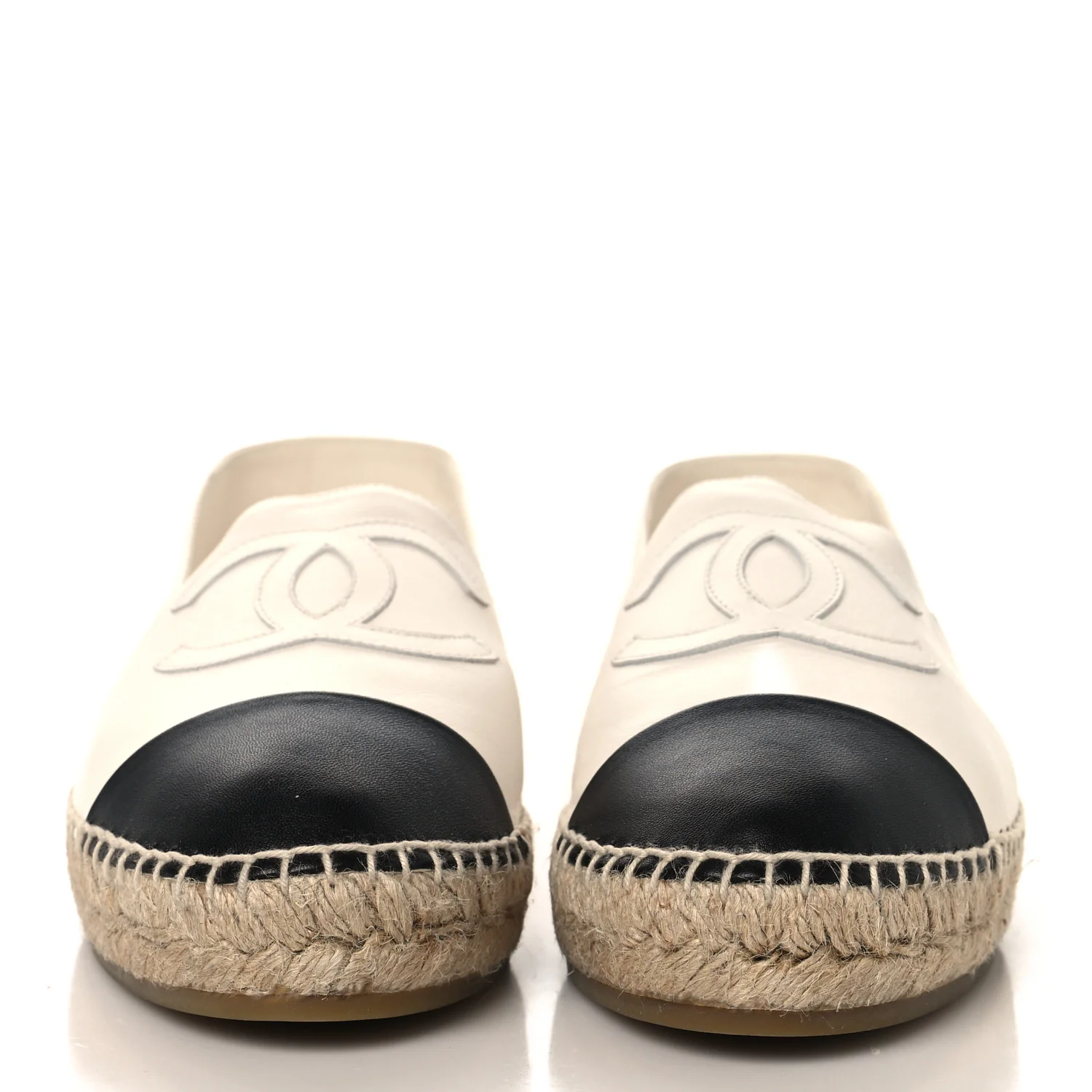 Lambskin CC Espadrilles 40 White Black - Image 3