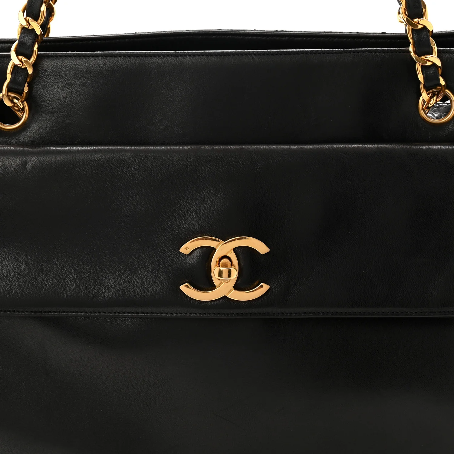 Lambskin CC Flap Shopping Tote Black - Image 9