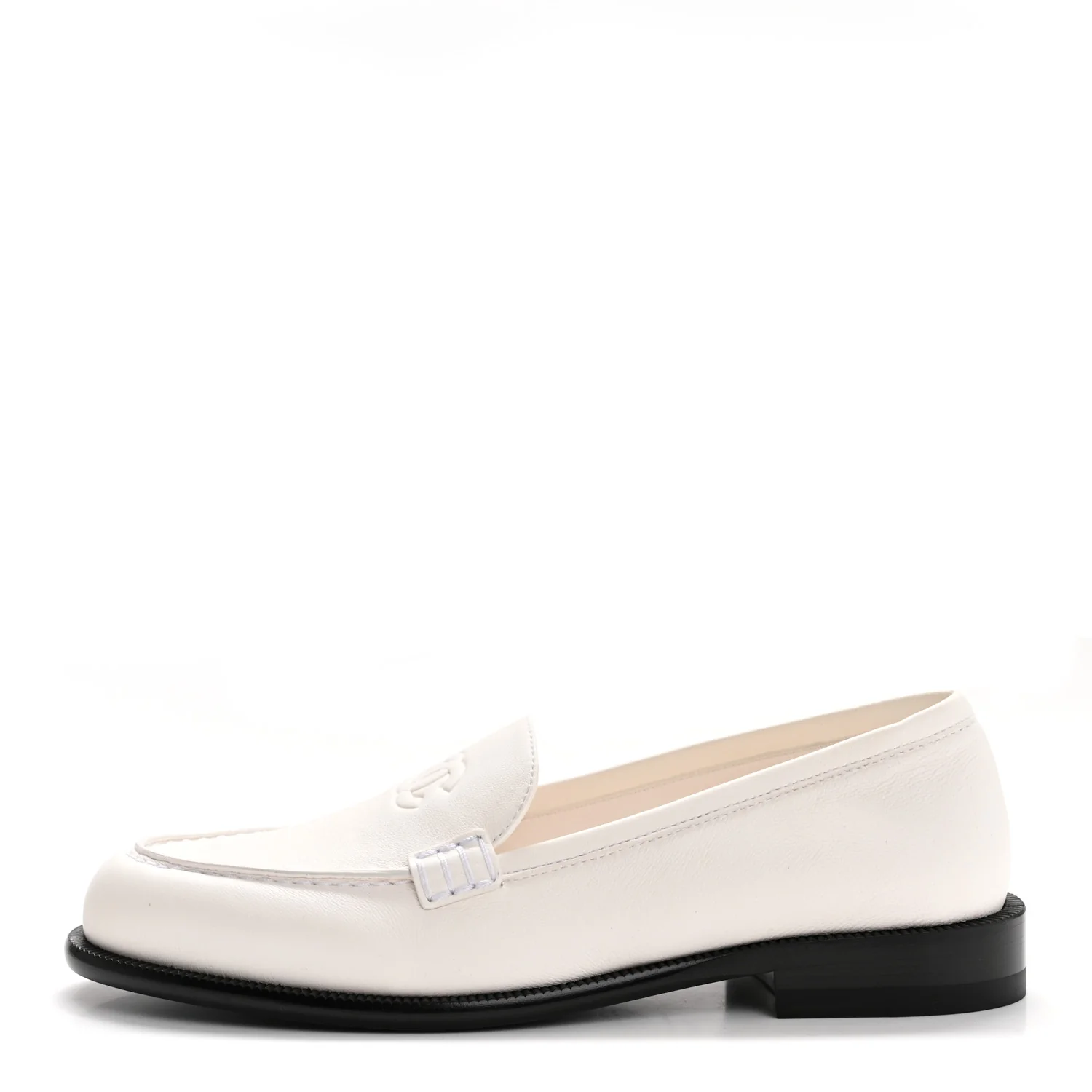 Lambskin CC Mocassin Loafers 38.5 White - Image 2
