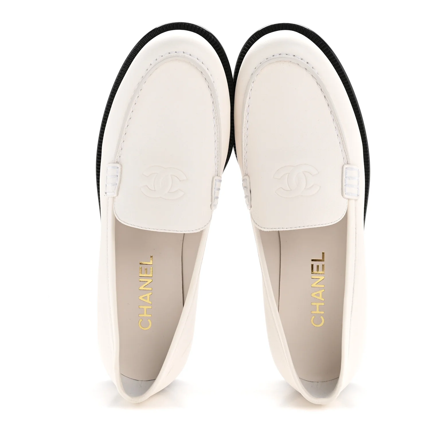 Lambskin CC Mocassin Loafers 38.5 White - Image 3