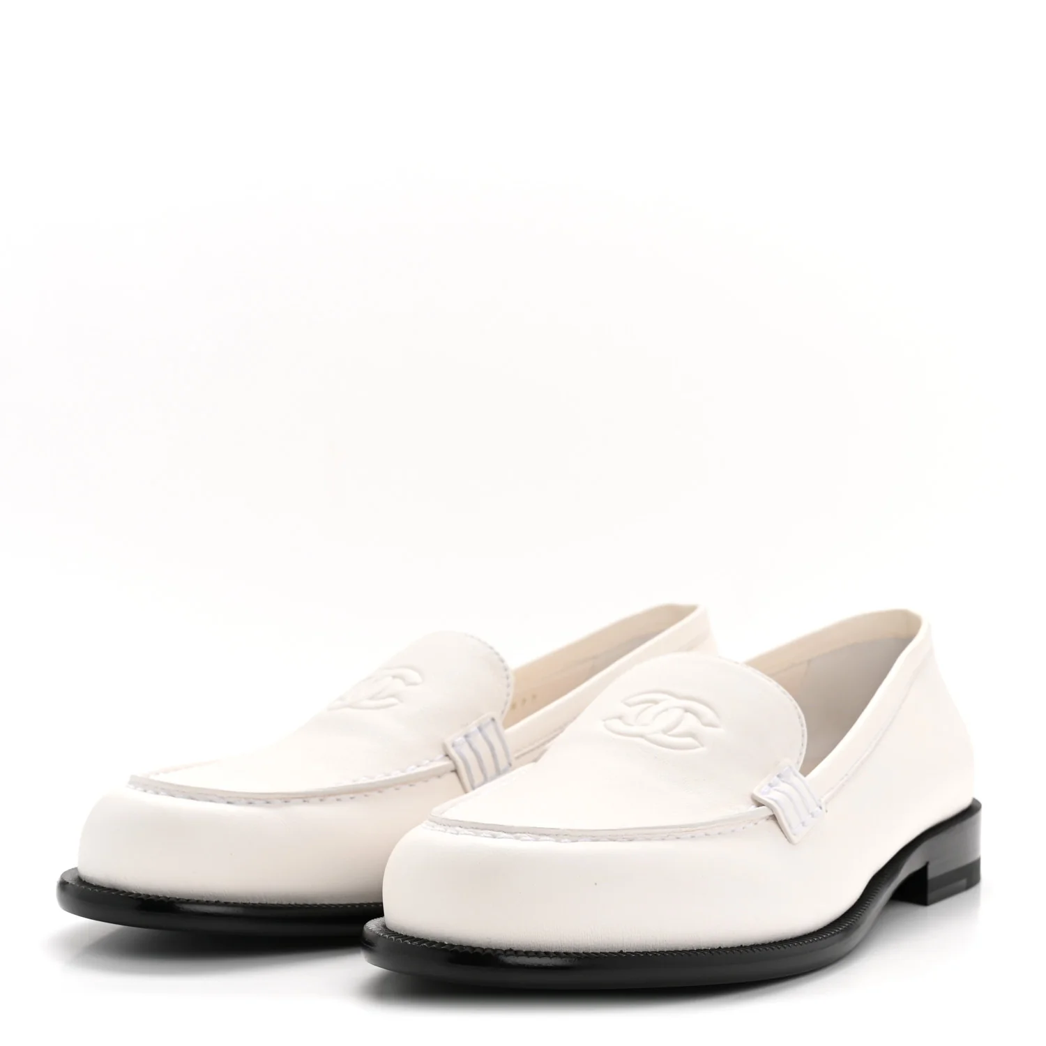 Lambskin CC Mocassin Loafers 38.5 White - Image 8