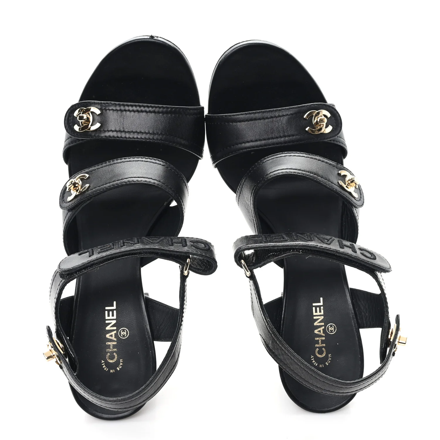 Lambskin CC Turnlock Sandals 41 Black - Image 2