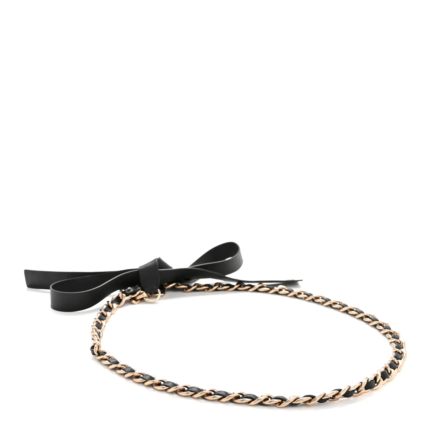 Lambskin Chain CC Bow Belt L Black - Image 2
