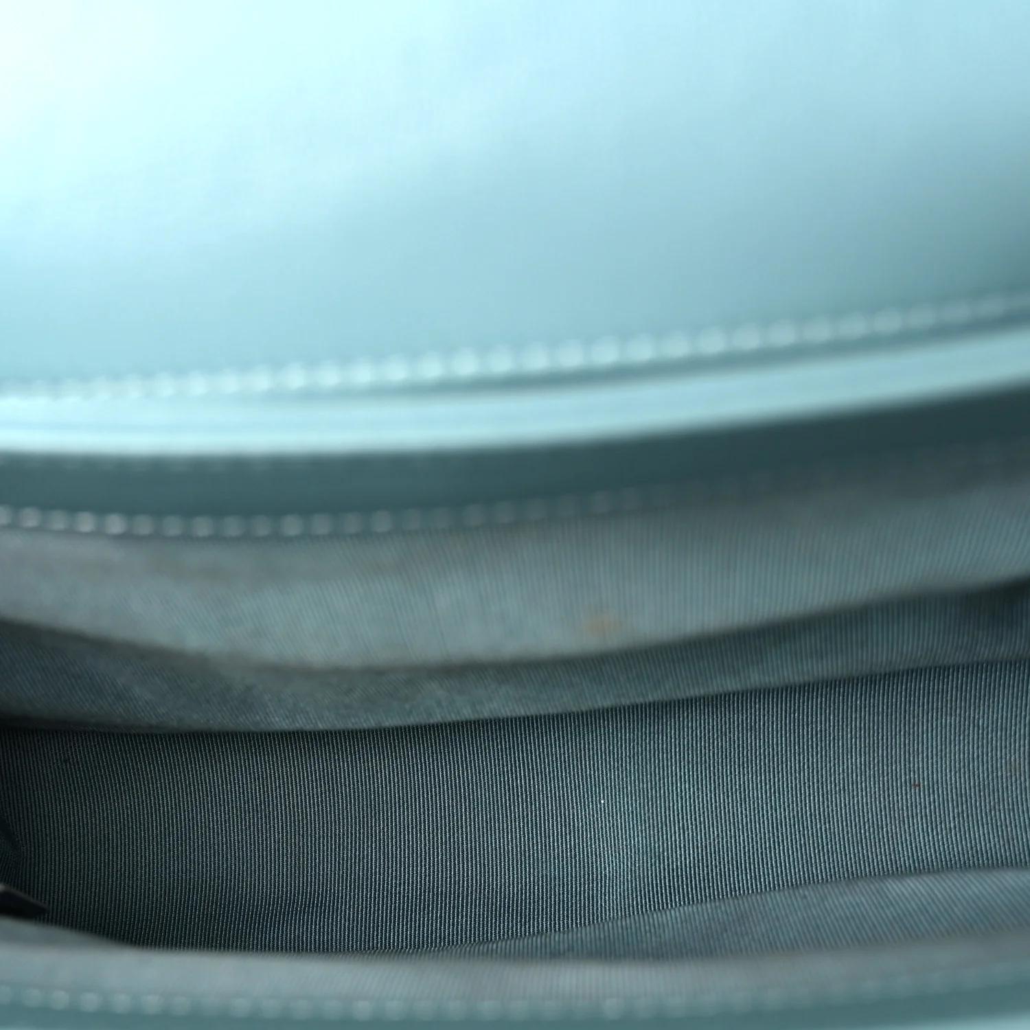 Lambskin Chevron Quilted Gold Top Handle Flap Bag Blue - Image 5