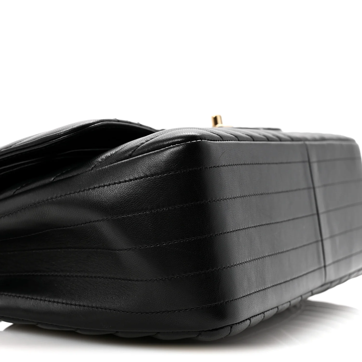 Lambskin Chevron Quilted Jumbo Double Flap Black - Image 9