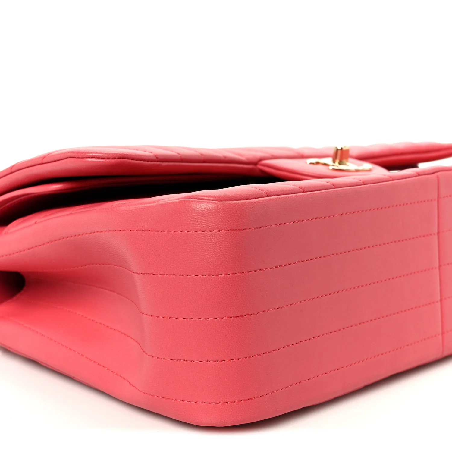 Lambskin Chevron Quilted Jumbo Double Flap Pink - Image 10