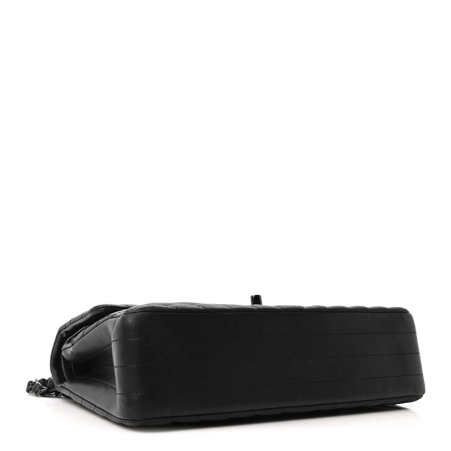 Lambskin Chevron Quilted Medium Double Flap So Black - Image 4