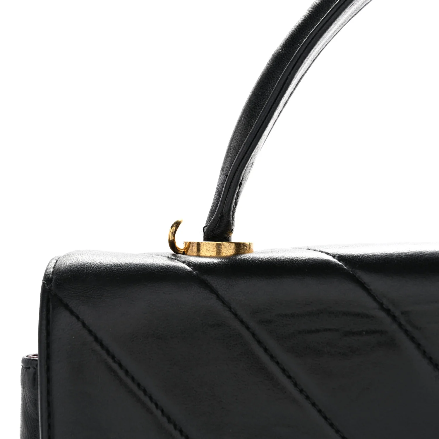 Lambskin Chevron Quilted Mini Kelly Flap Black - Image 12