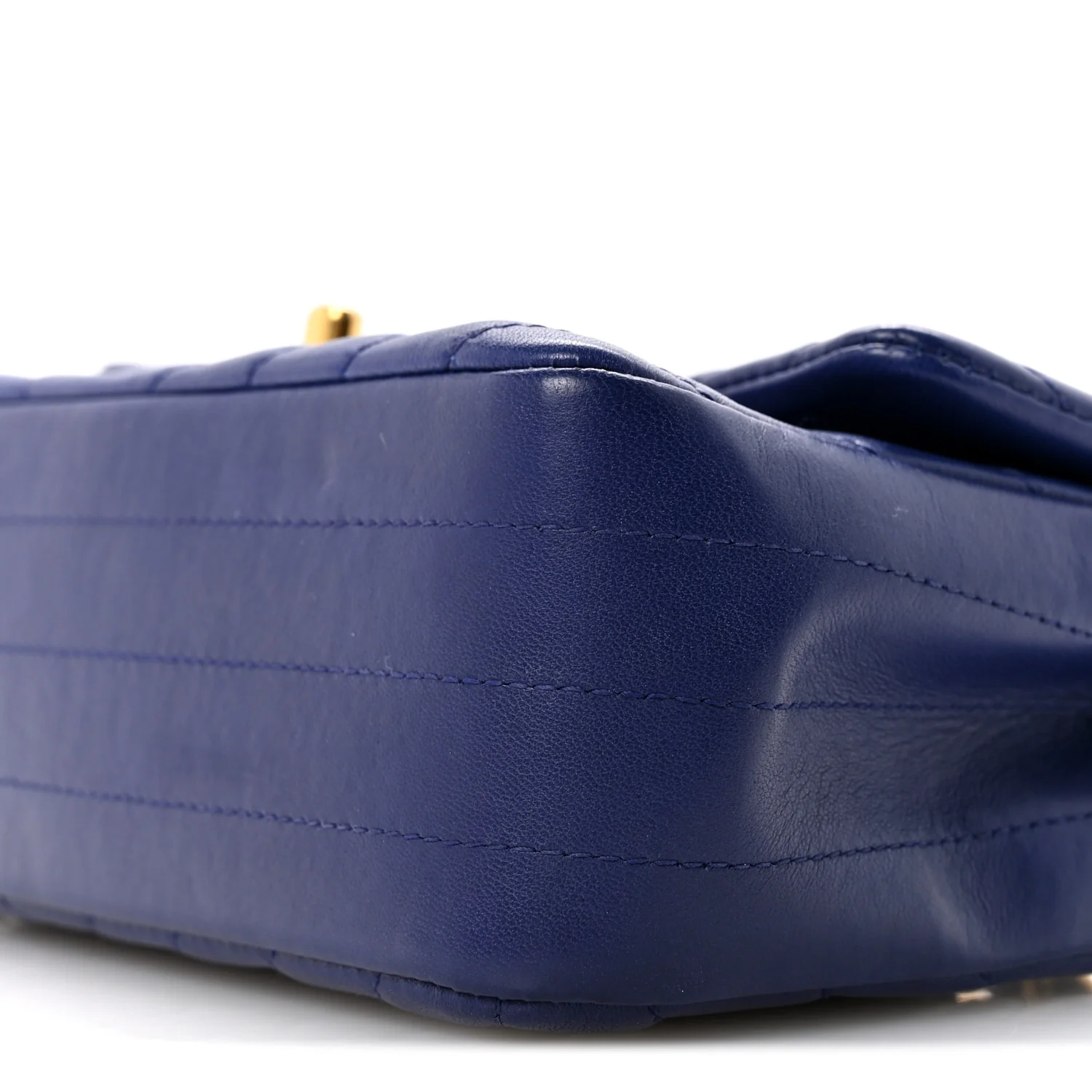 Lambskin Chevron Quilted Mini Rectangular Flap Blue - Image 10