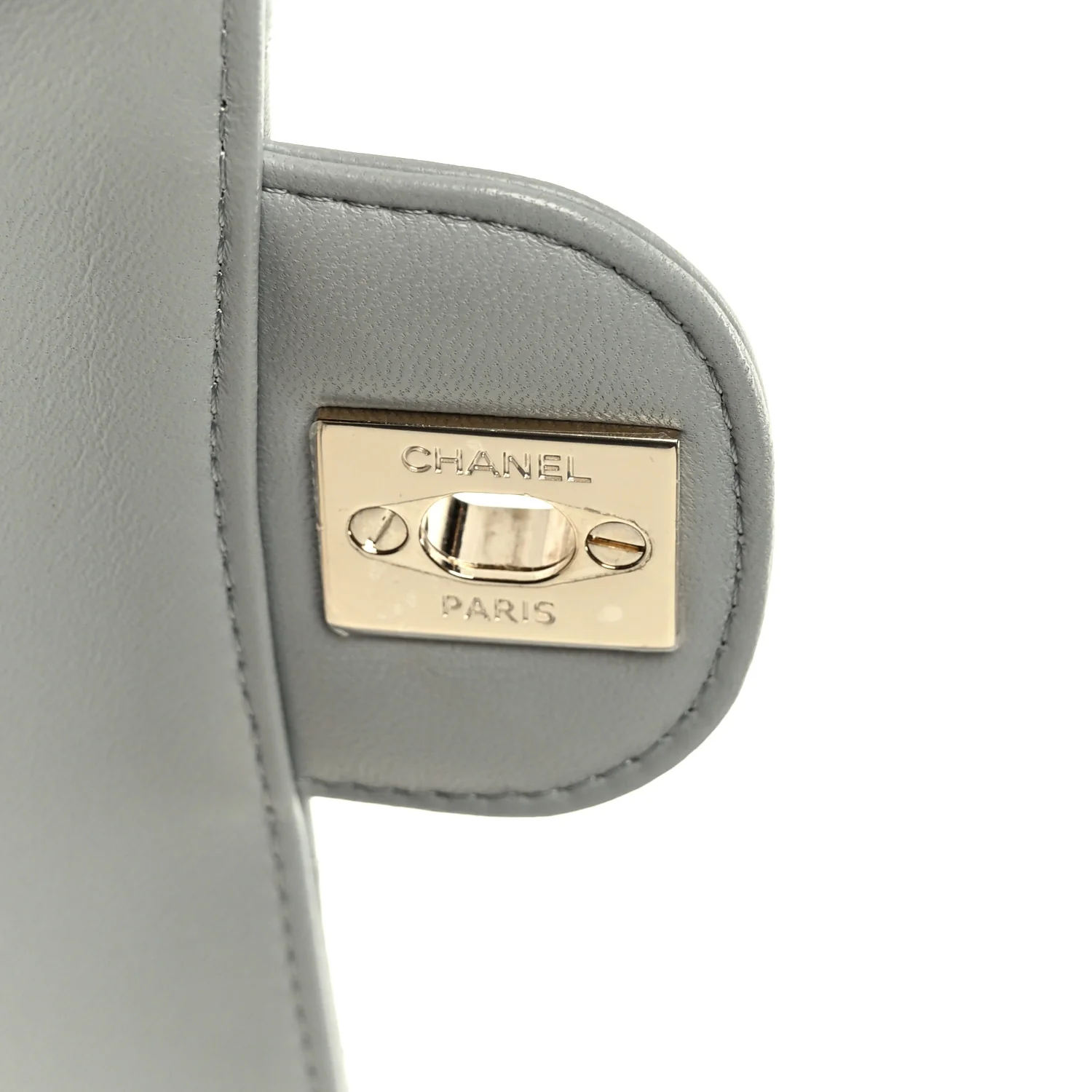 Lambskin Chevron Quilted Mini Rectangular Flap Grey - Image 7