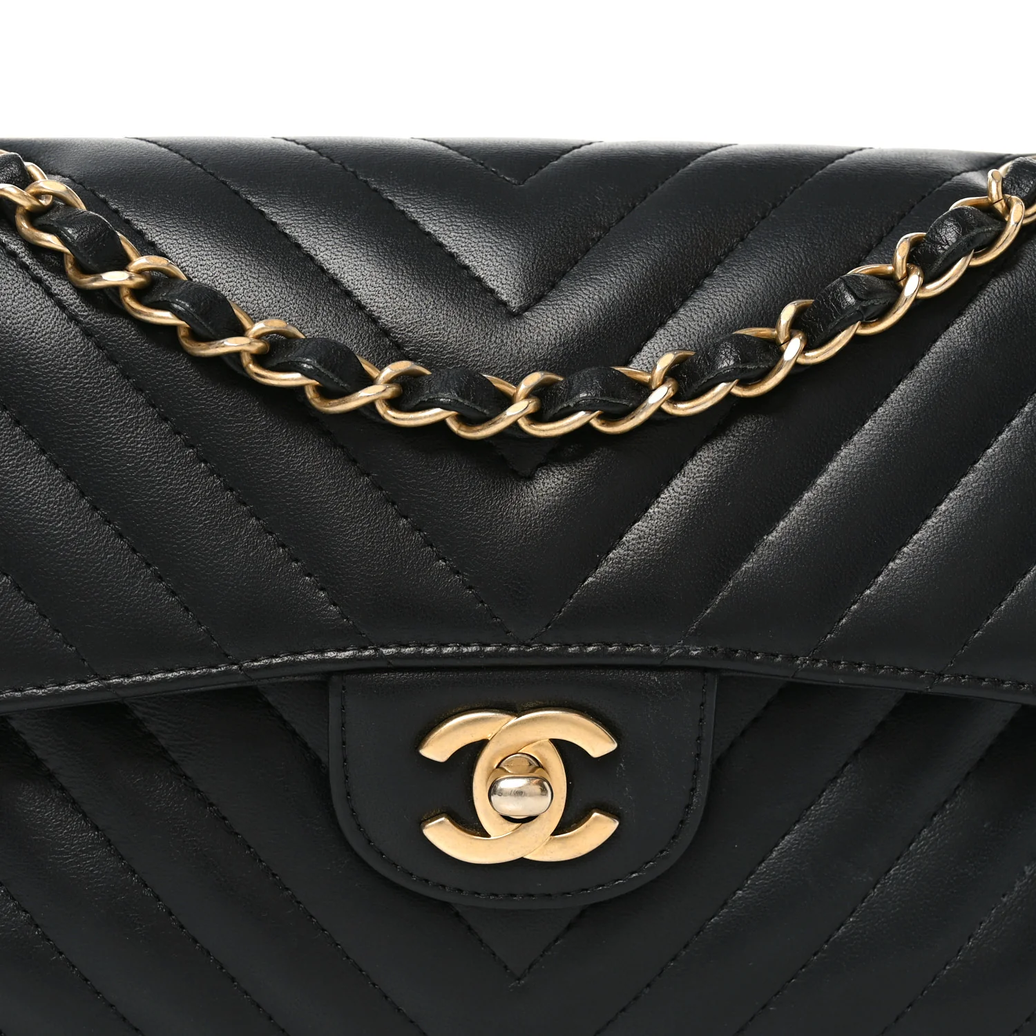 Lambskin Chevron Quilted Small Double Flap Black - Image 8