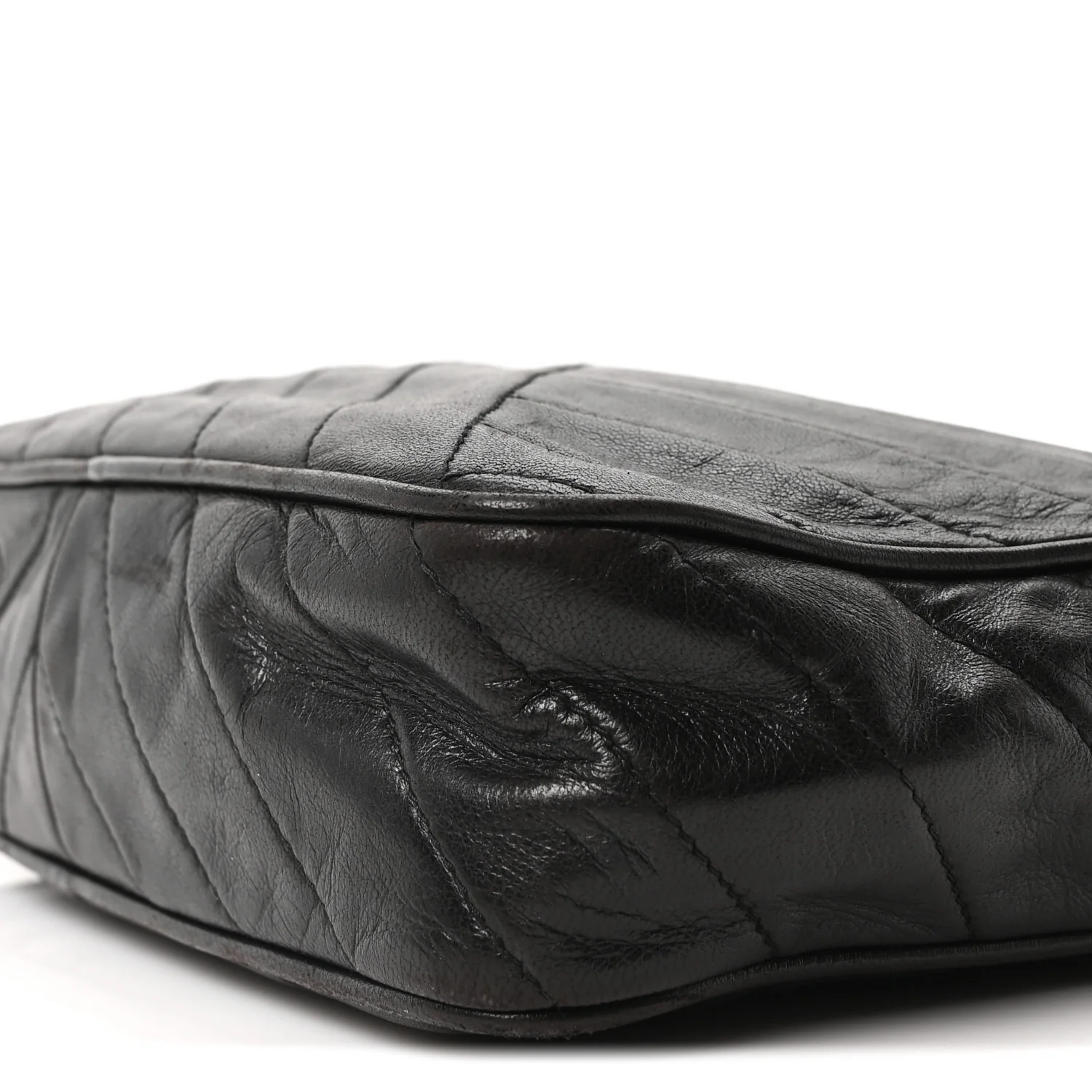 Lambskin Chevron Quilted Tassel Camera Case Black - Image 21