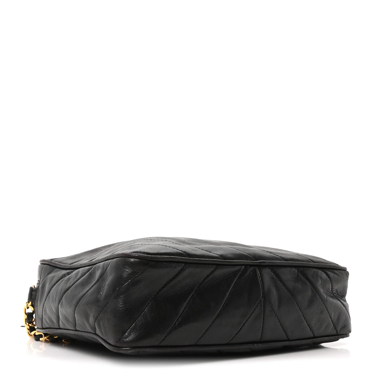 Lambskin Chevron Quilted Tassel Camera Case Black - Image 7