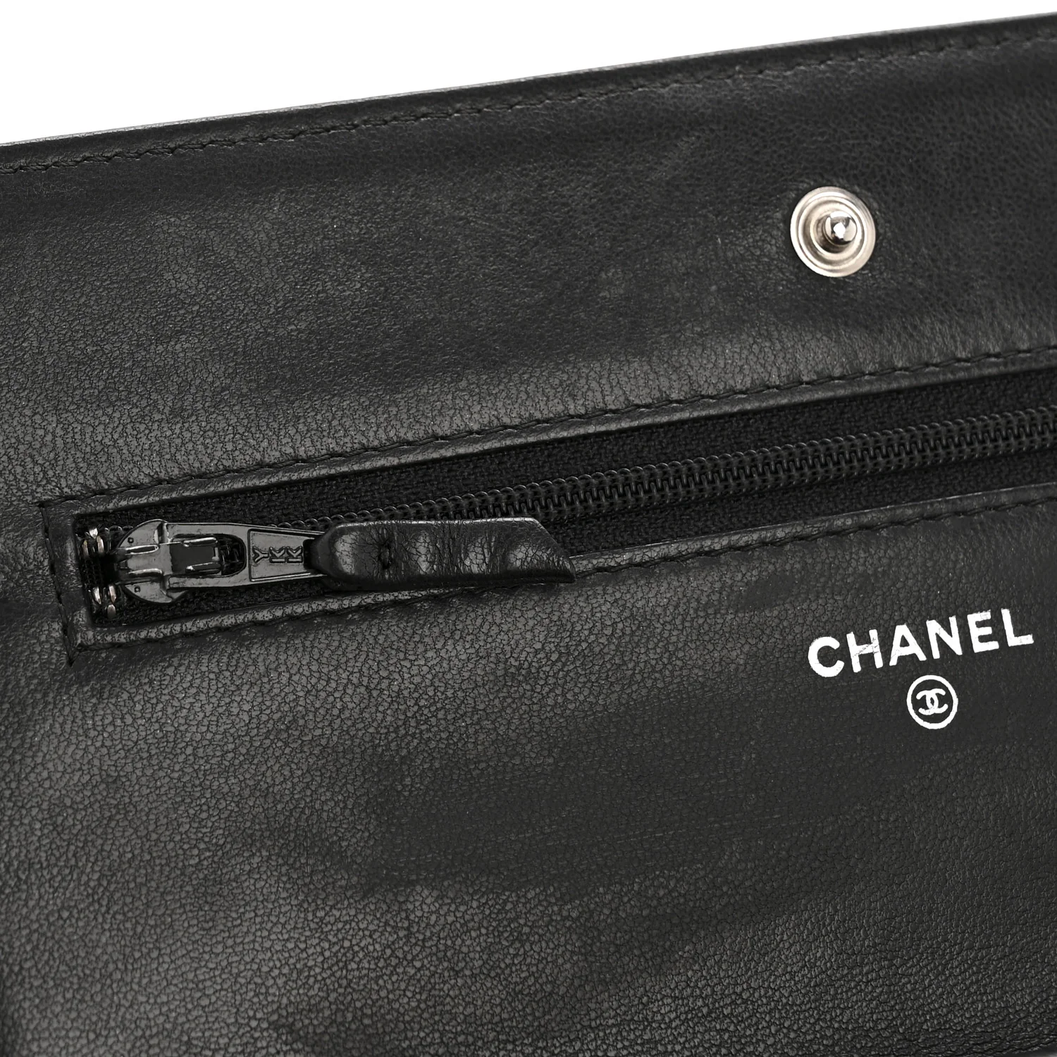 Lambskin Chevron Quilted Wallet On Chain WOC So Black - Image 13