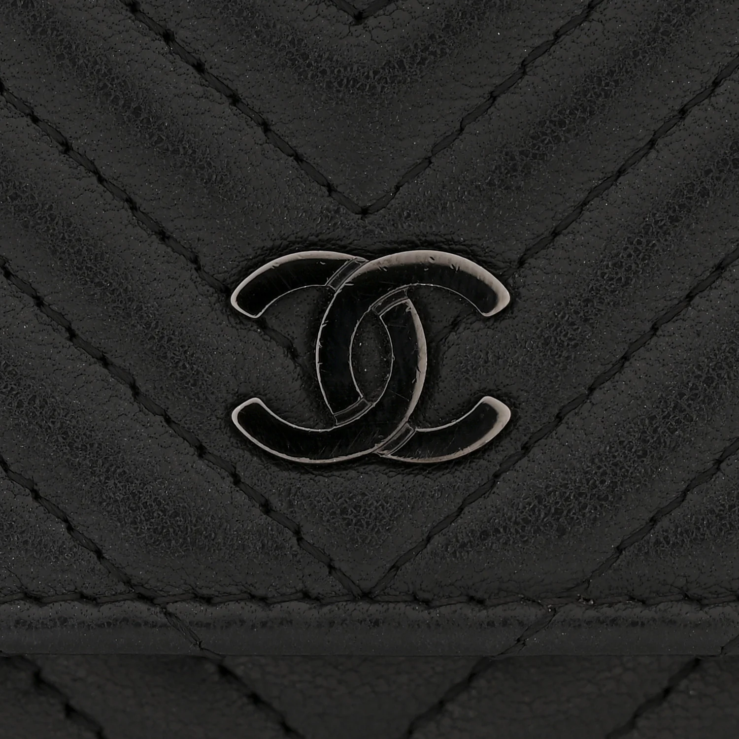 Lambskin Chevron Quilted Wallet On Chain WOC So Black - Image 14