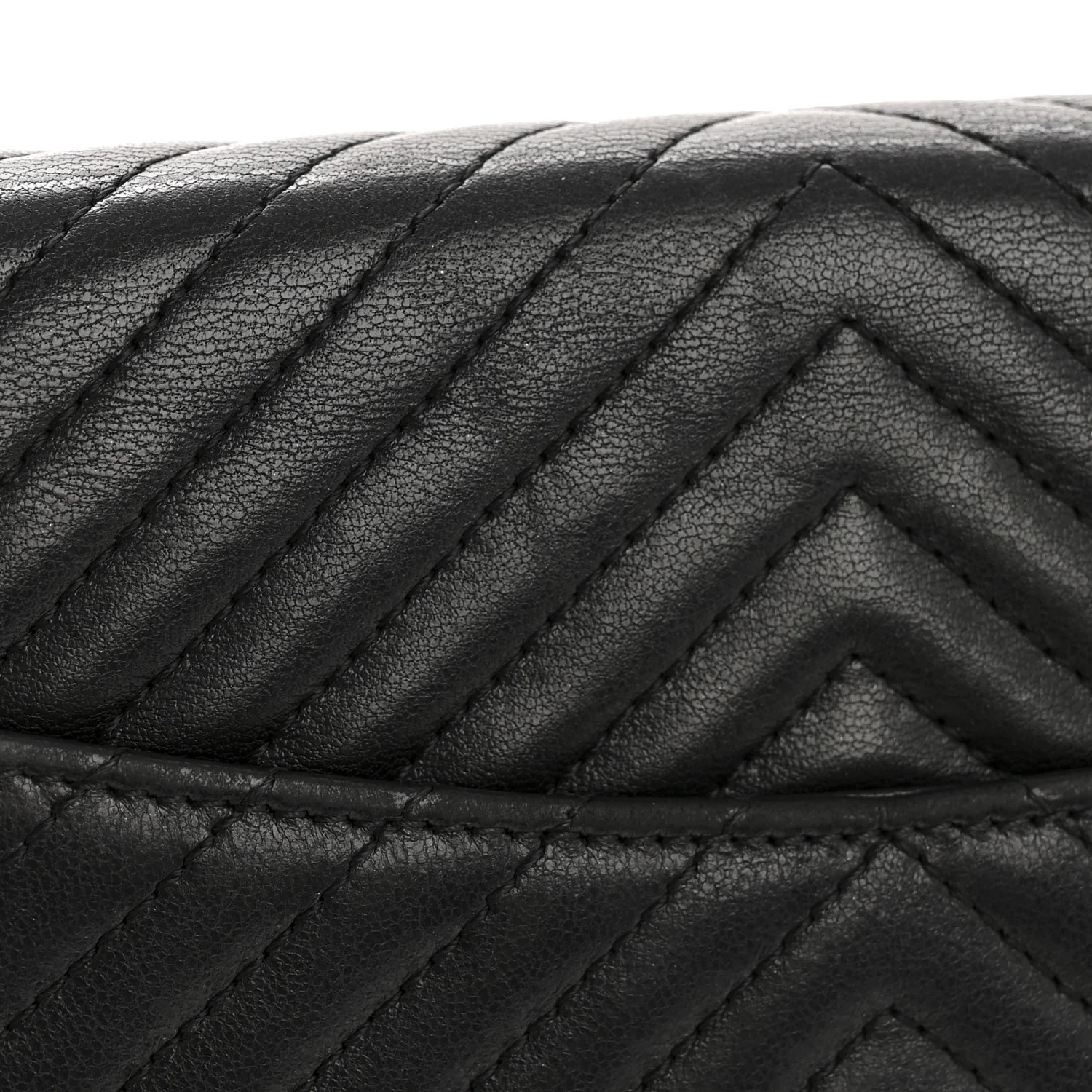 Lambskin Chevron Quilted Wallet On Chain WOC So Black - Image 15