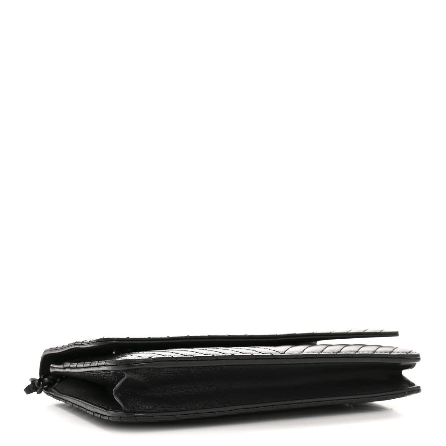 Lambskin Chevron Quilted Wallet On Chain WOC So Black - Image 4