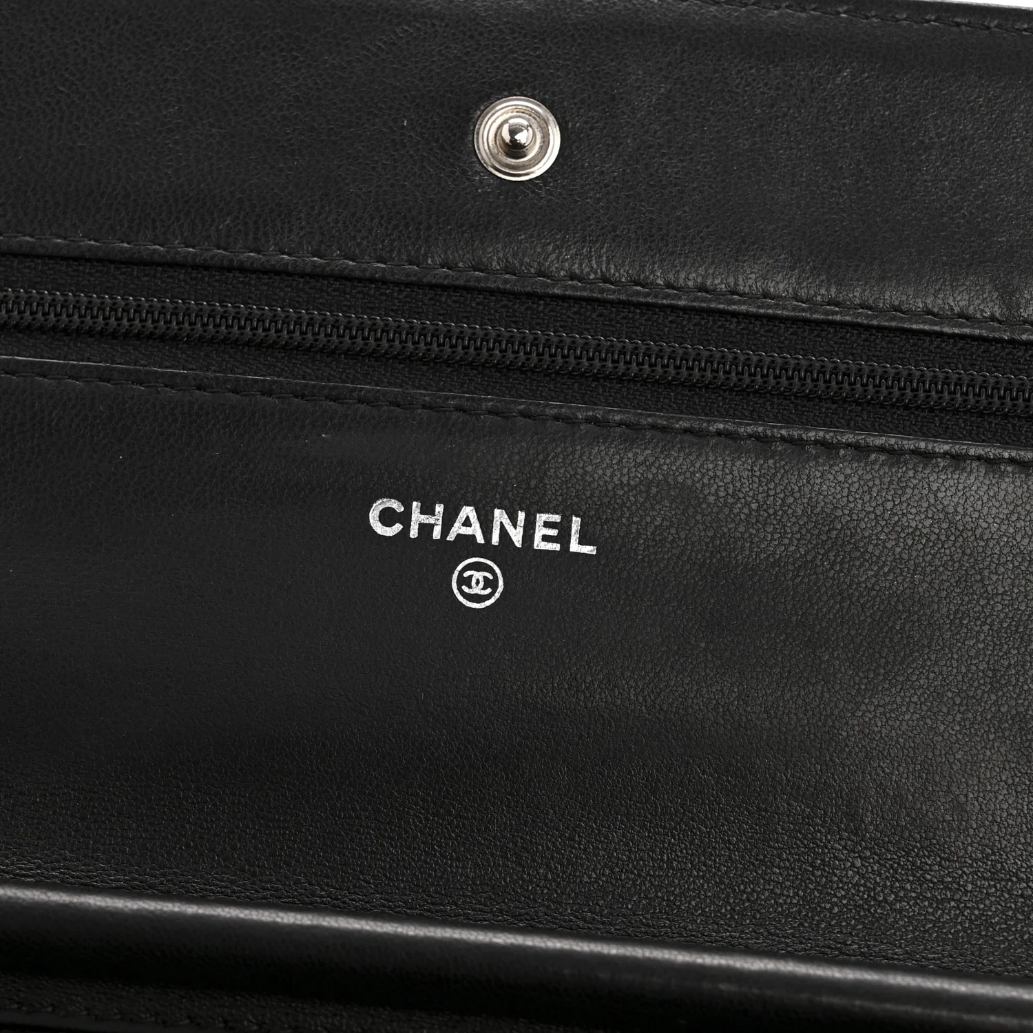 Lambskin Chevron Quilted Wallet On Chain WOC So Black - Image 6