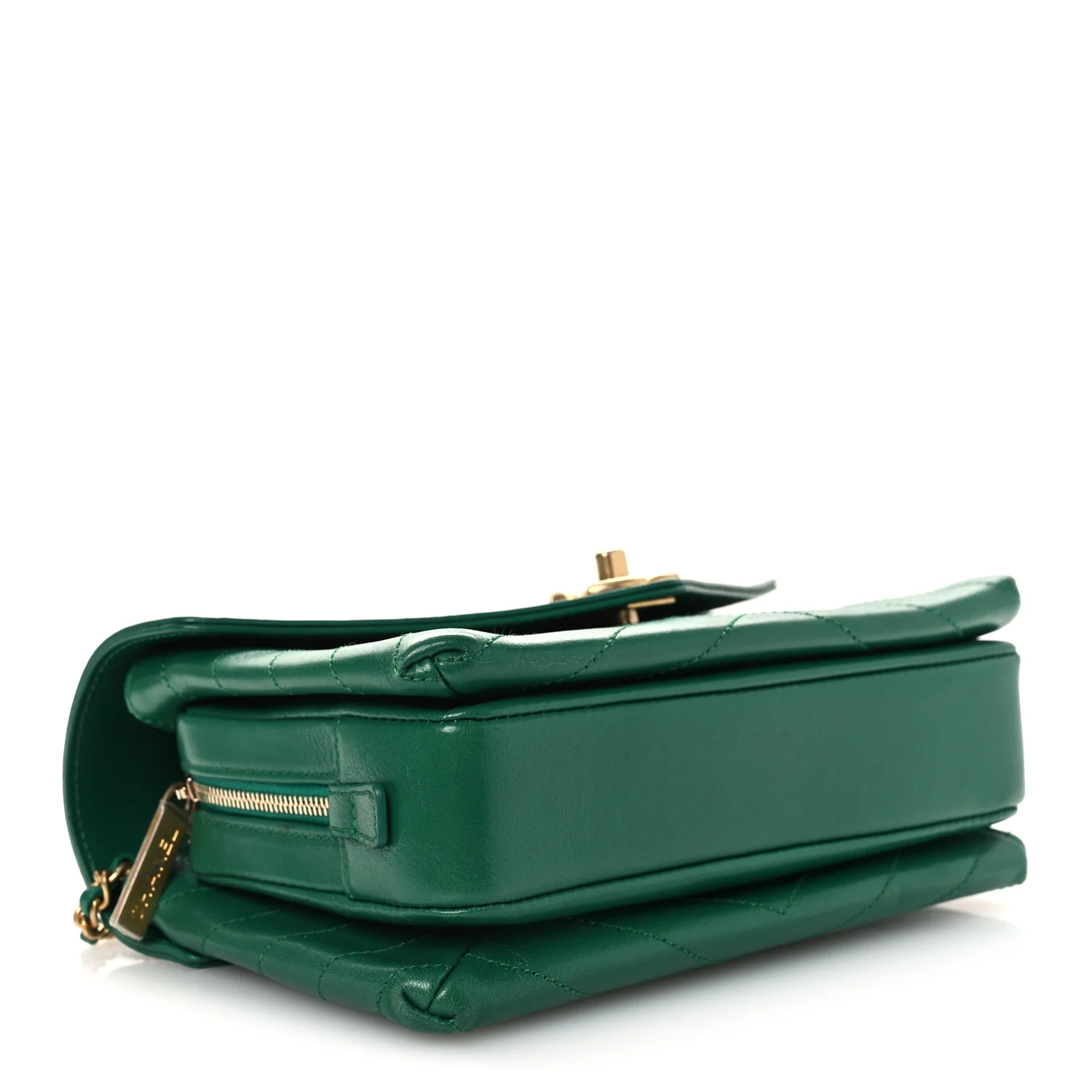 Lambskin Chevron Stitched Envelope Flap Bag Green - Image 4