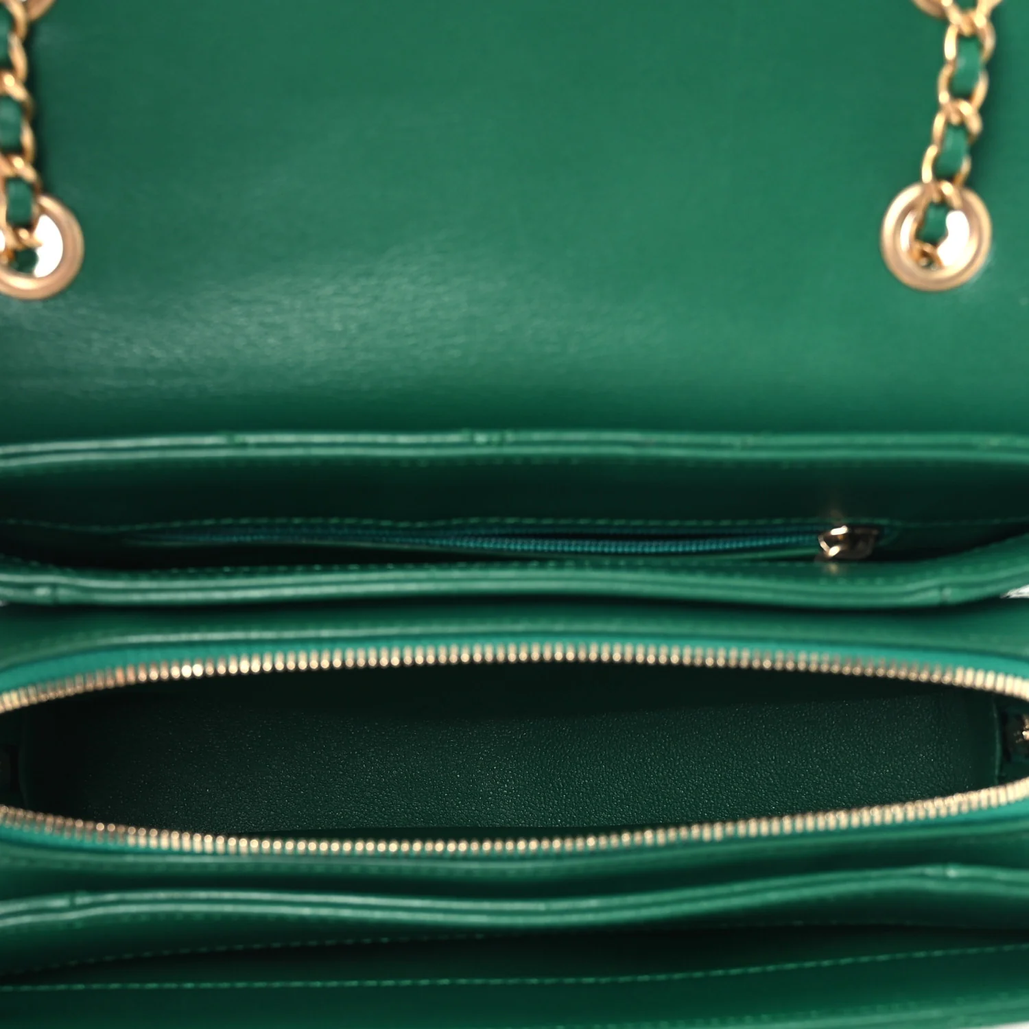 Lambskin Chevron Stitched Envelope Flap Bag Green - Image 5