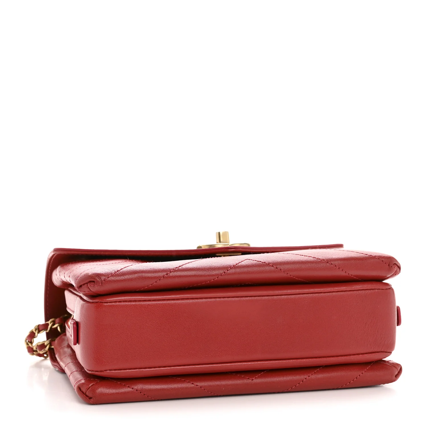 Lambskin Chevron Stitched Envelope Flap Bag Red - Image 4