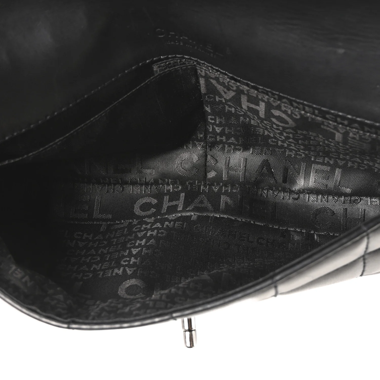Lambskin Chocolate Bar Quilted Lambskin 3 Chain Flap Black - Image 5