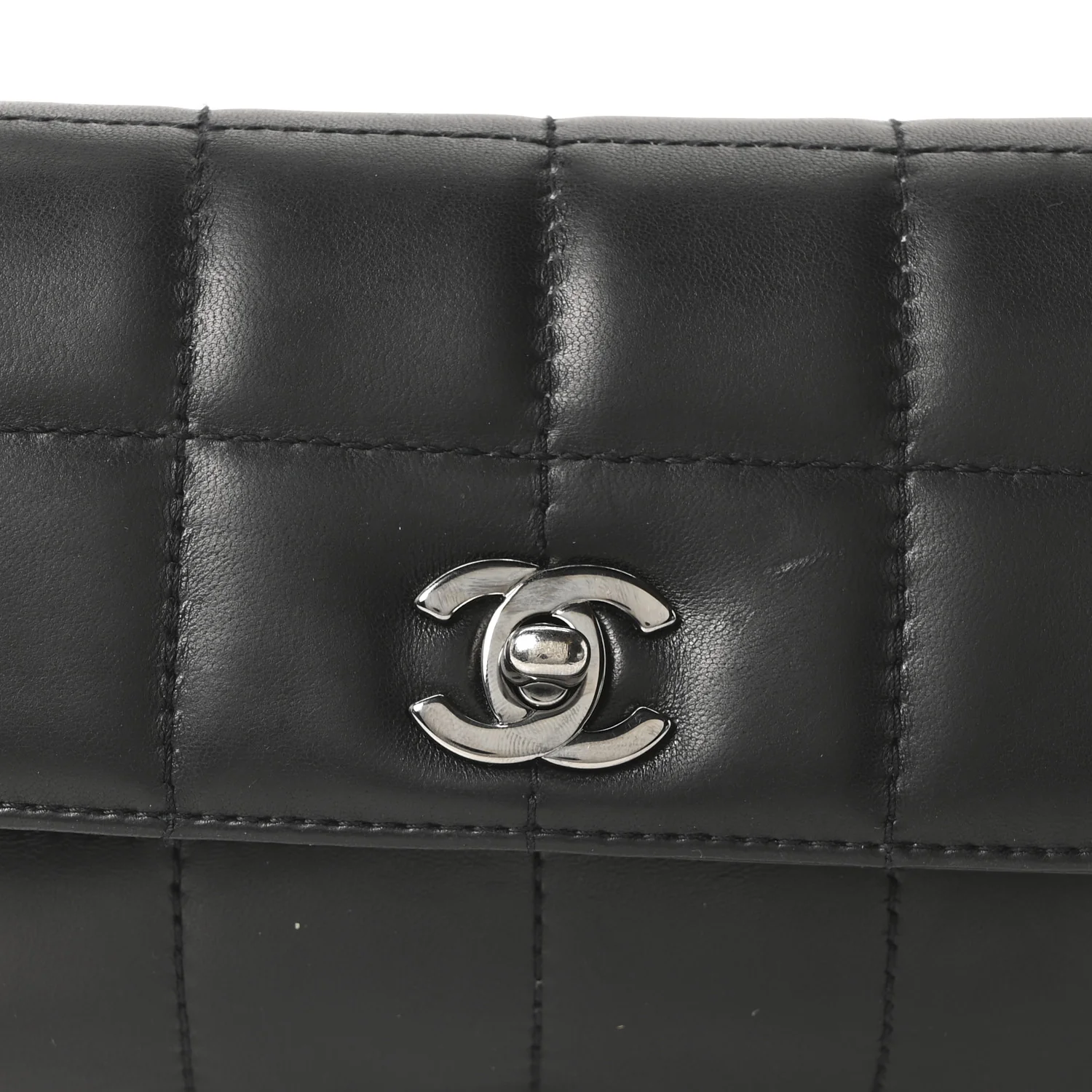 Lambskin Chocolate Bar Quilted Lambskin 3 Chain Flap Black - Image 8