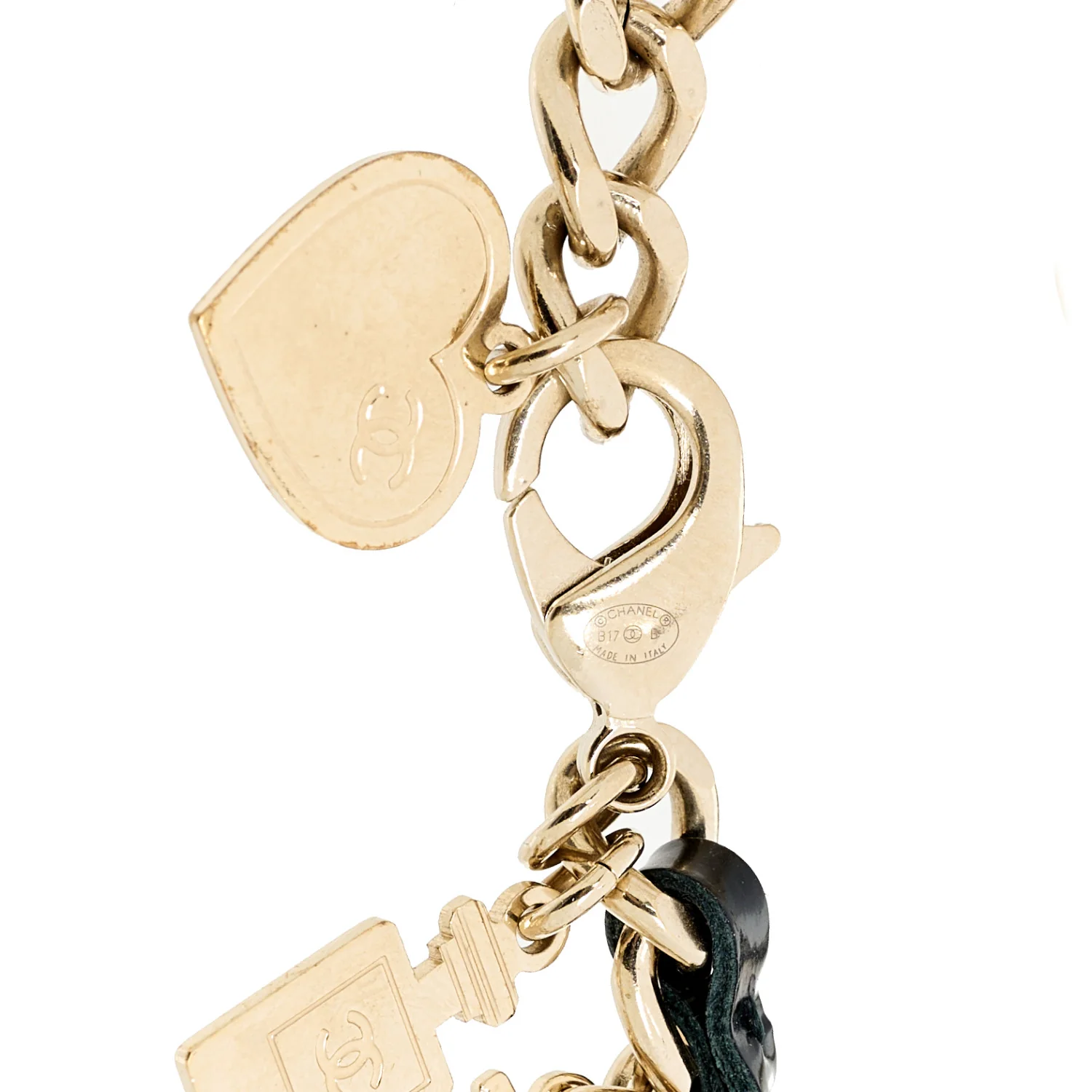 Lambskin Crystal CC Logo Charming Bracelet  Gold Black - Image 5
