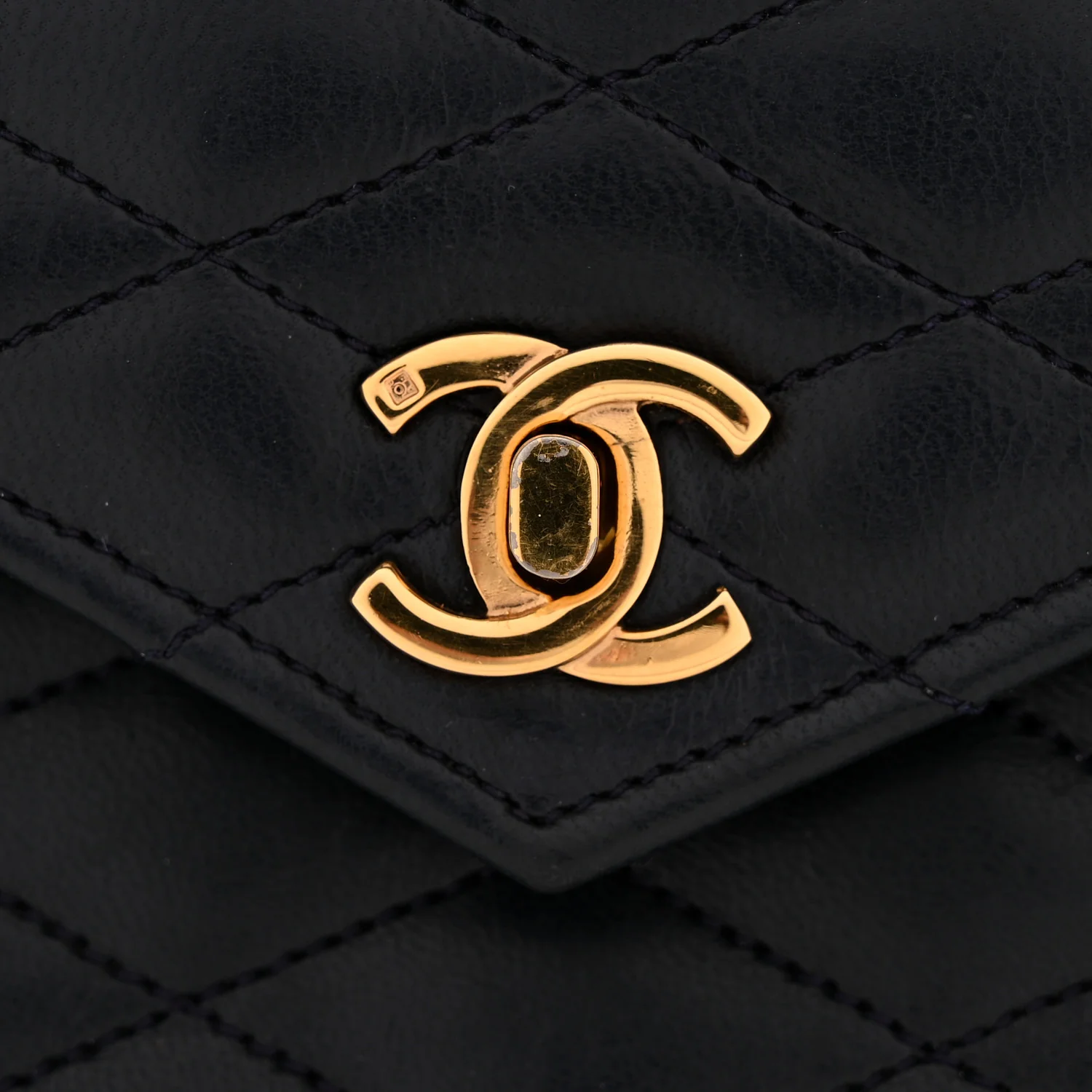 Lambskin Diamond Stitch Envelope Single Flap Black - Image 11