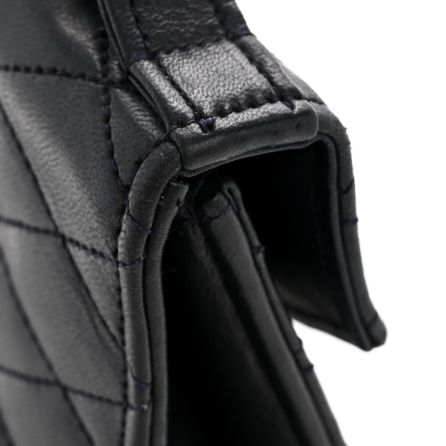 Lambskin Diamond Stitch Envelope Single Flap Black - Image 12
