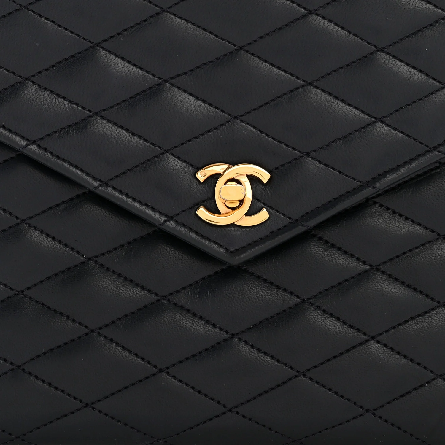 Lambskin Diamond Stitch Envelope Single Flap Black - Image 8