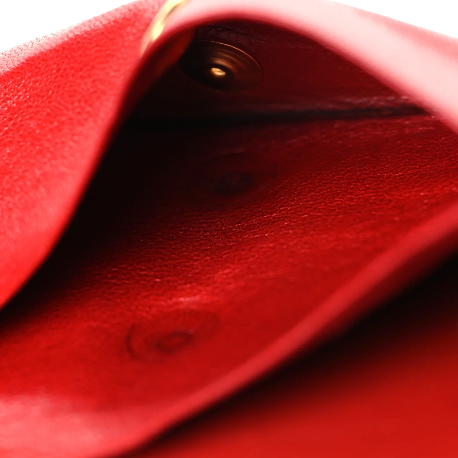 Lambskin Diamond Stitched Flap Card Case Red - Image 9
