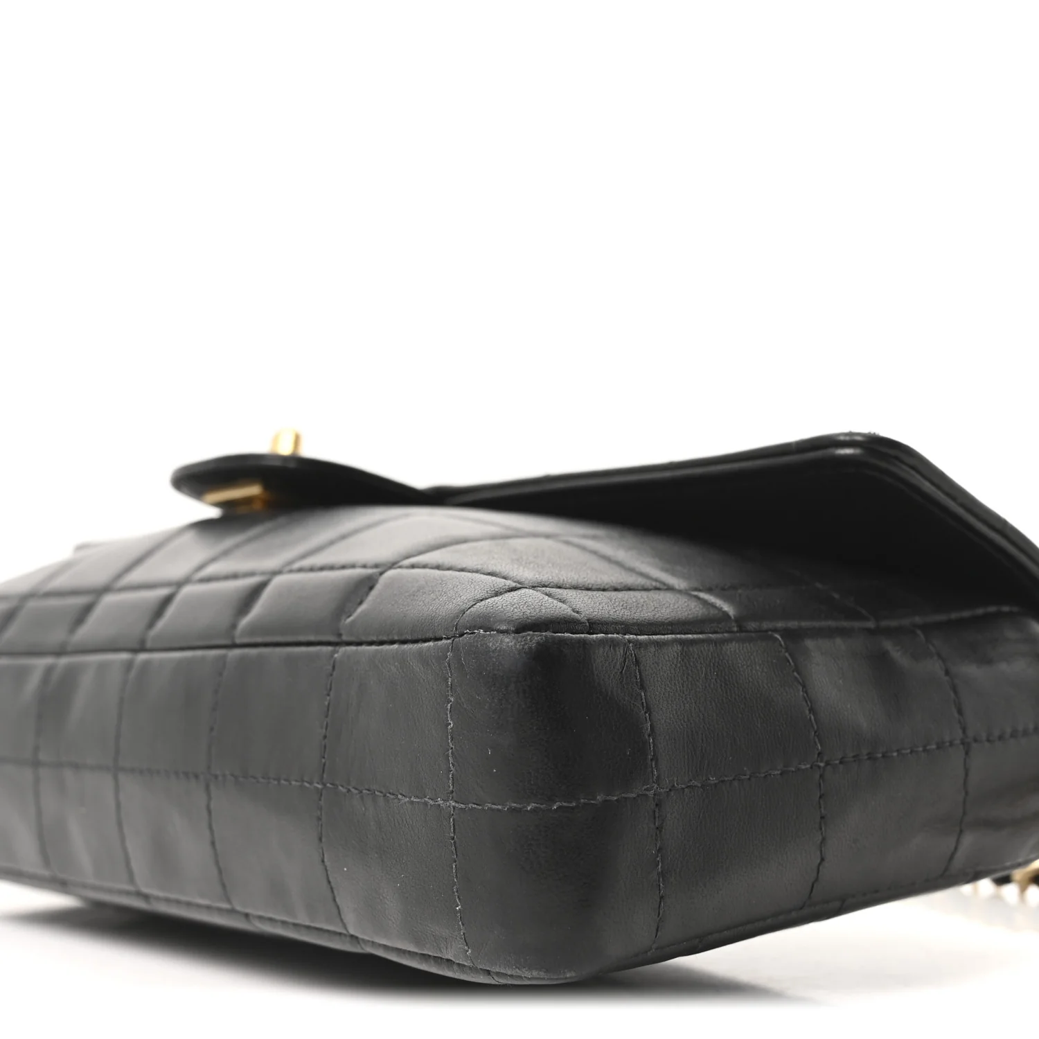 Lambskin East West Chocolate Bar Flap Black - Image 10